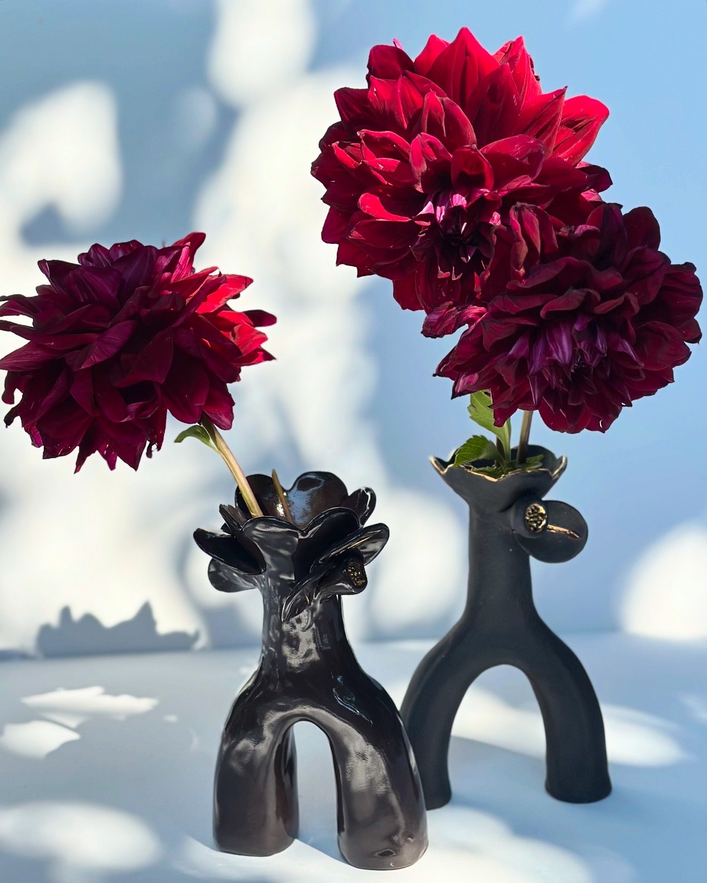 Flower and Flame Vase, Gloss Black
