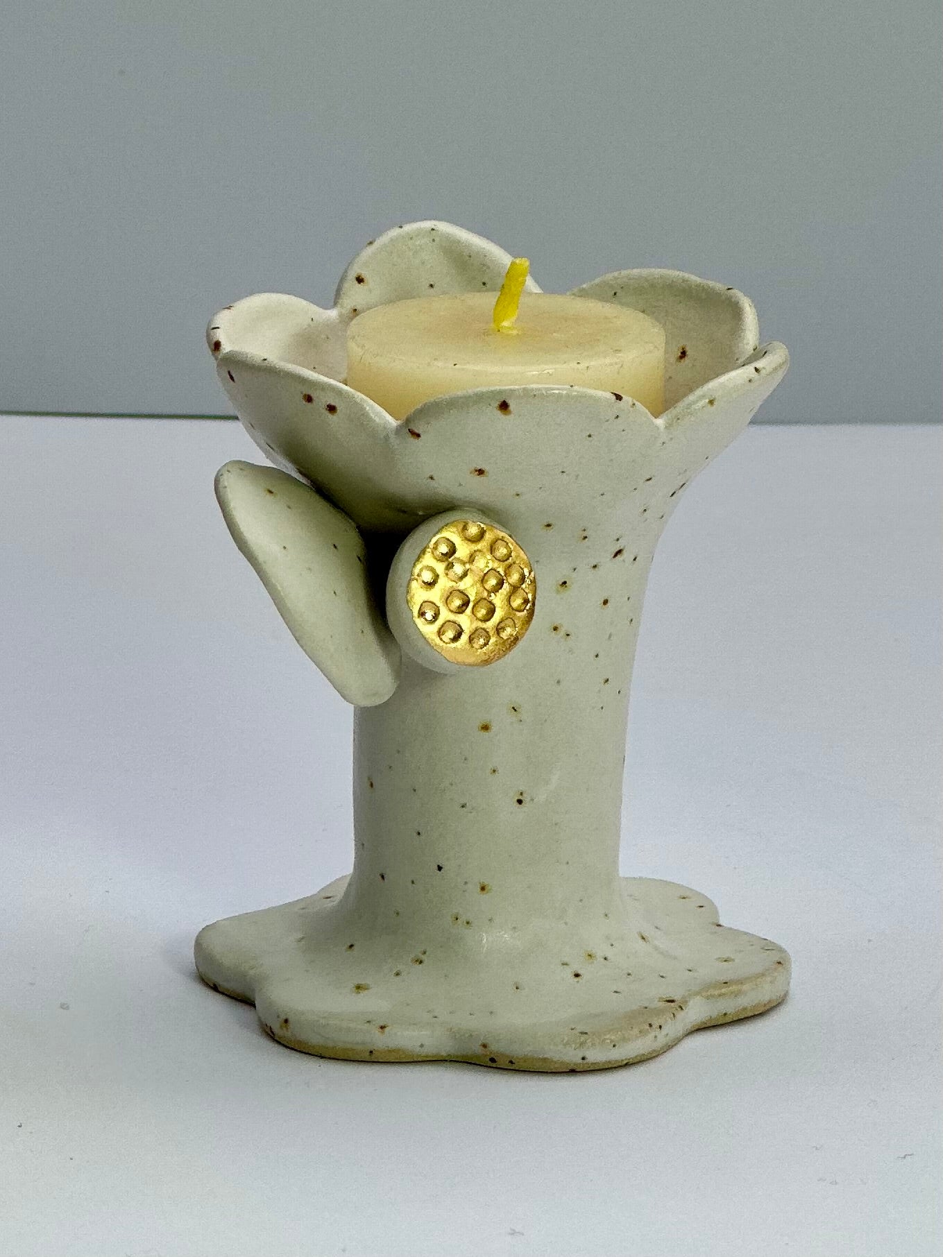 White Matte Speckle Flower Vase, Small