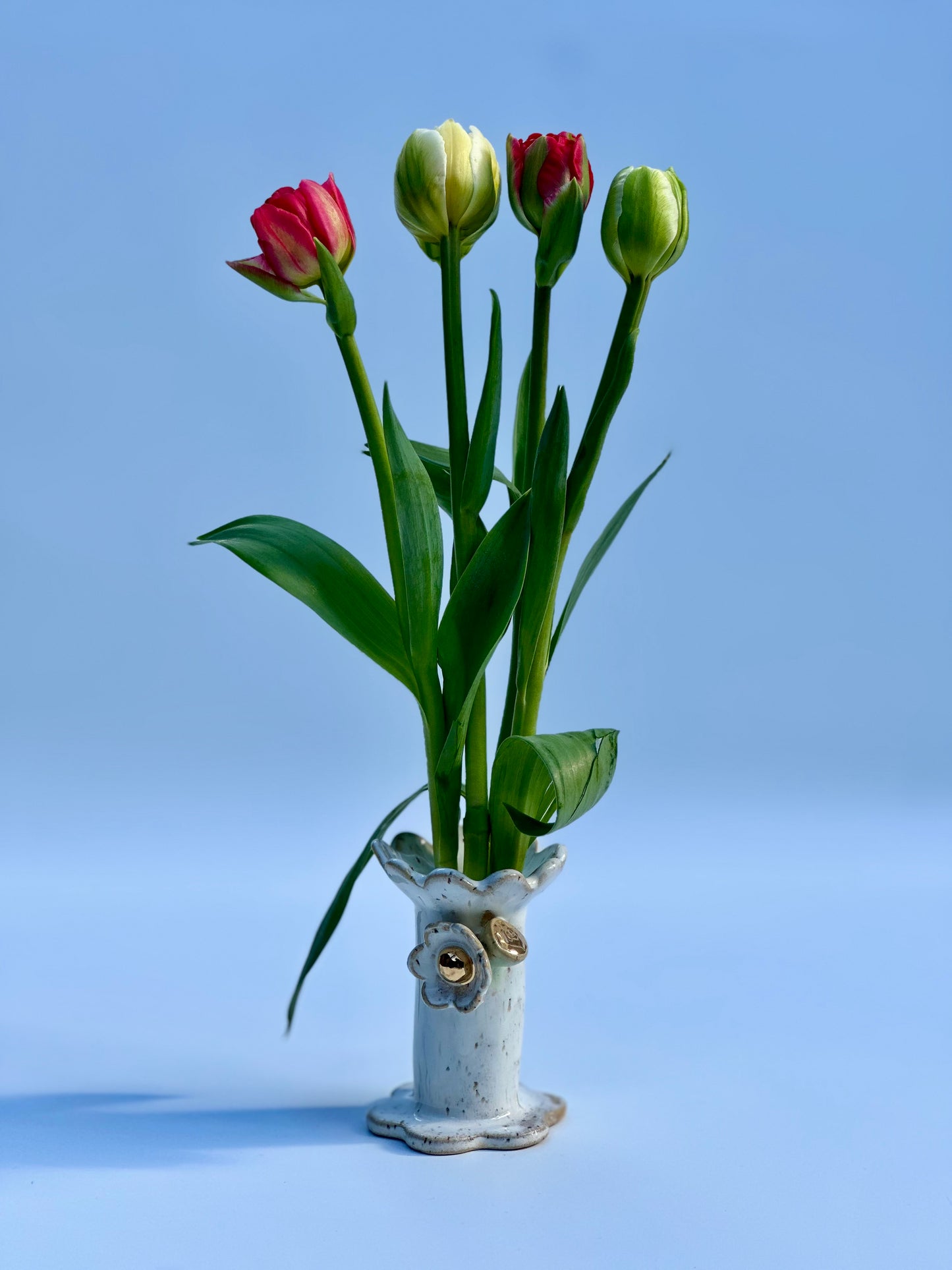 Blossom White Flower and Flame Vase, Small