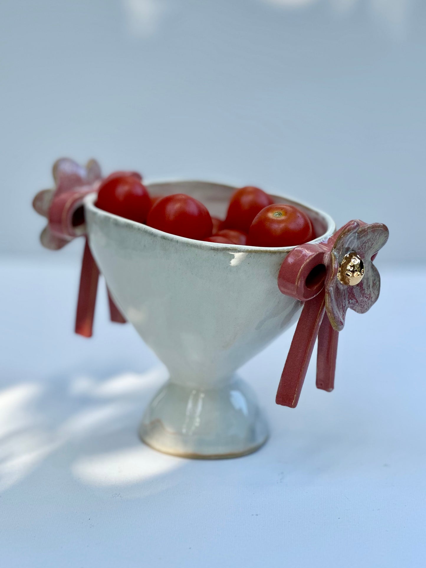 Amanda, White Trophy with Pink Bows and Blooms