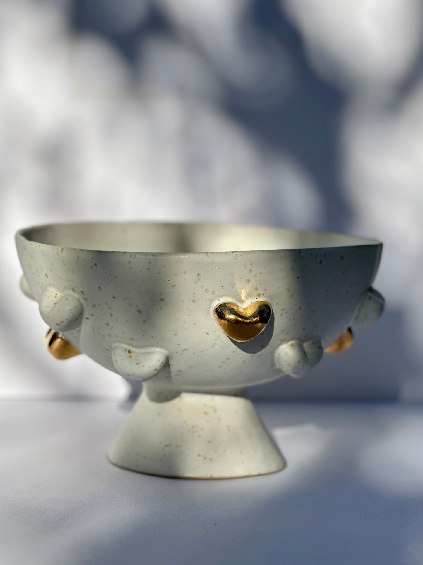 Golden Hearted Pedestal Bowl, Large