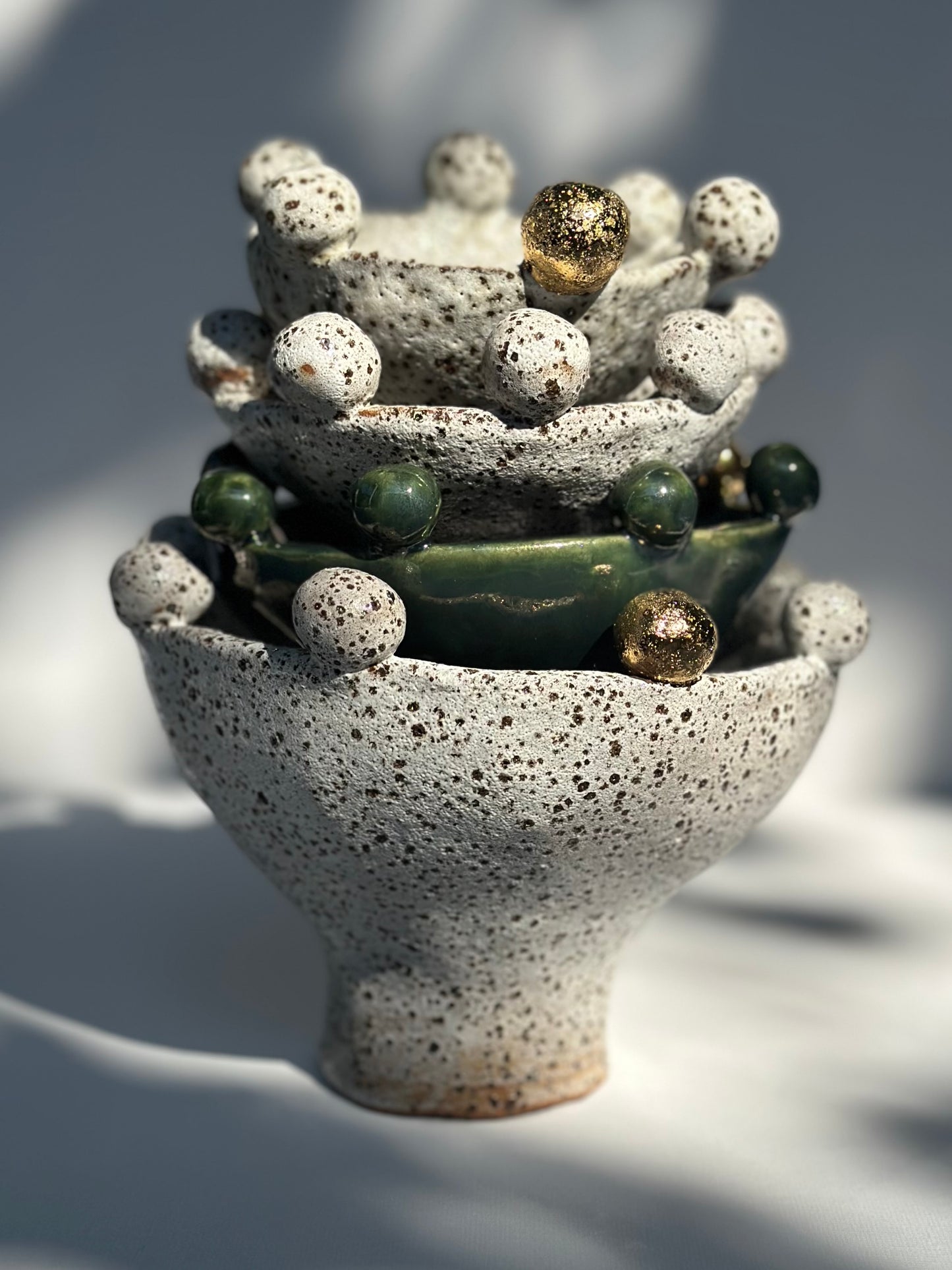 Green Speckled Footed Bowl