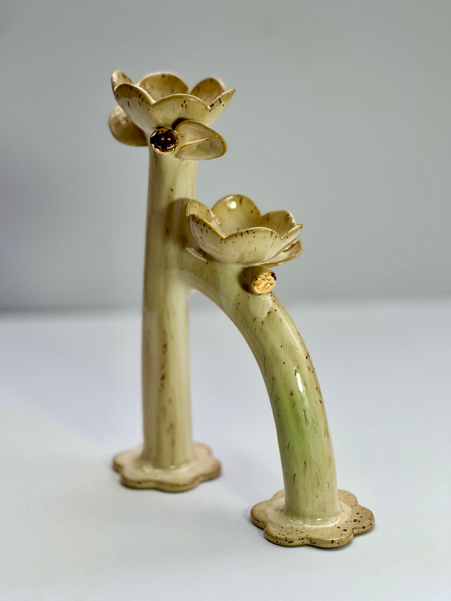 Apricot Flowers and Flame Vase, Tall