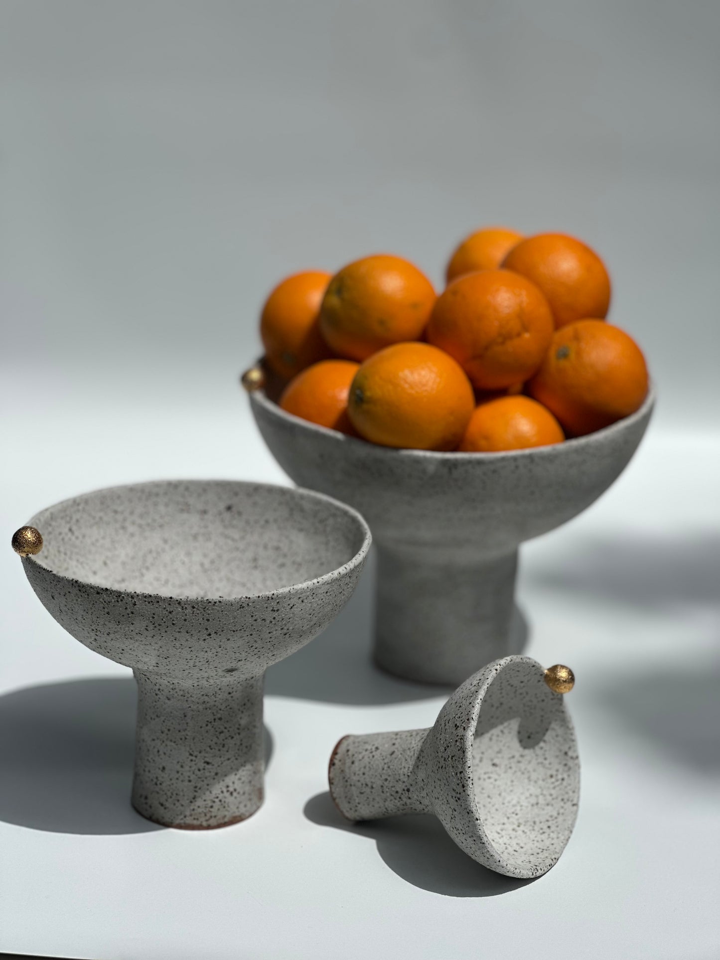 Small White Speckled Footed Bowl - One Gold Bauble