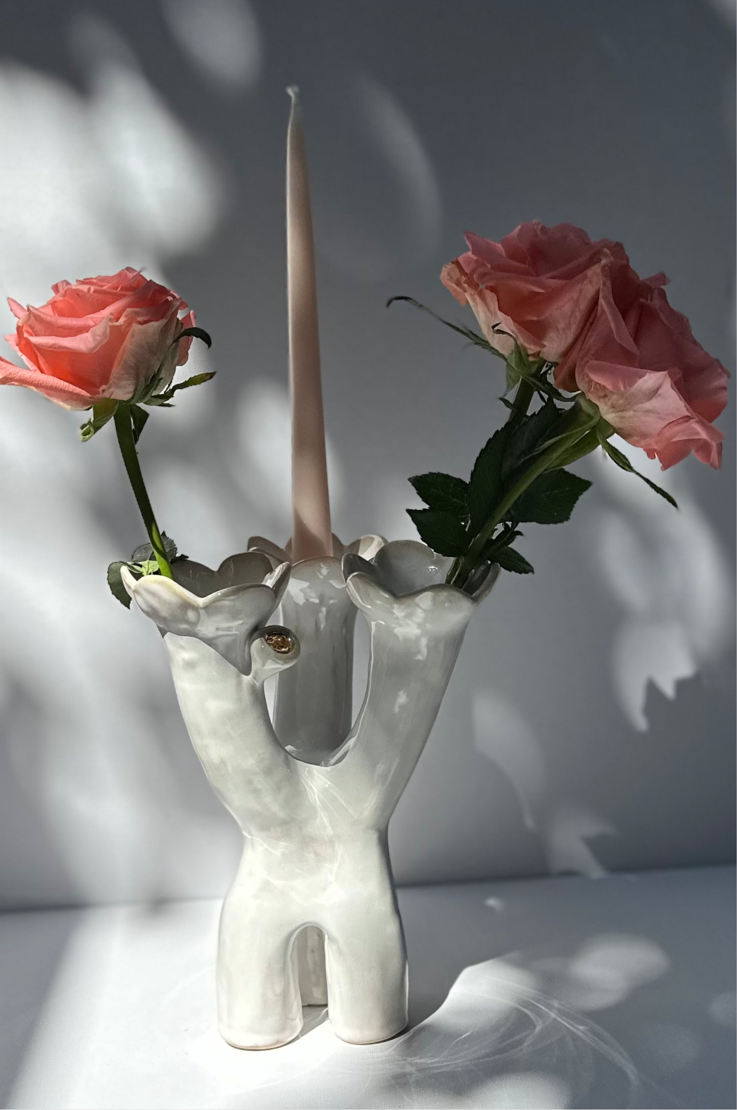 Flowers and Flame Vase, Triple Stem
