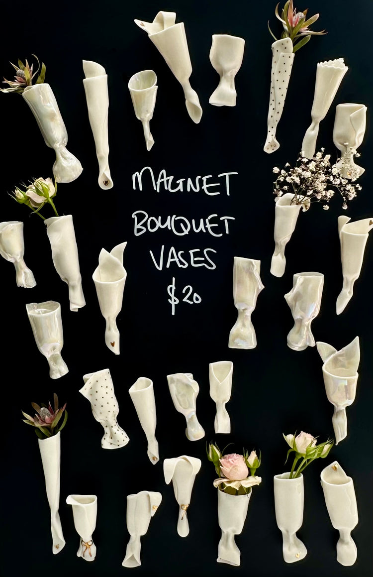 Bouquet Vase & Love Note Fridge Magnets