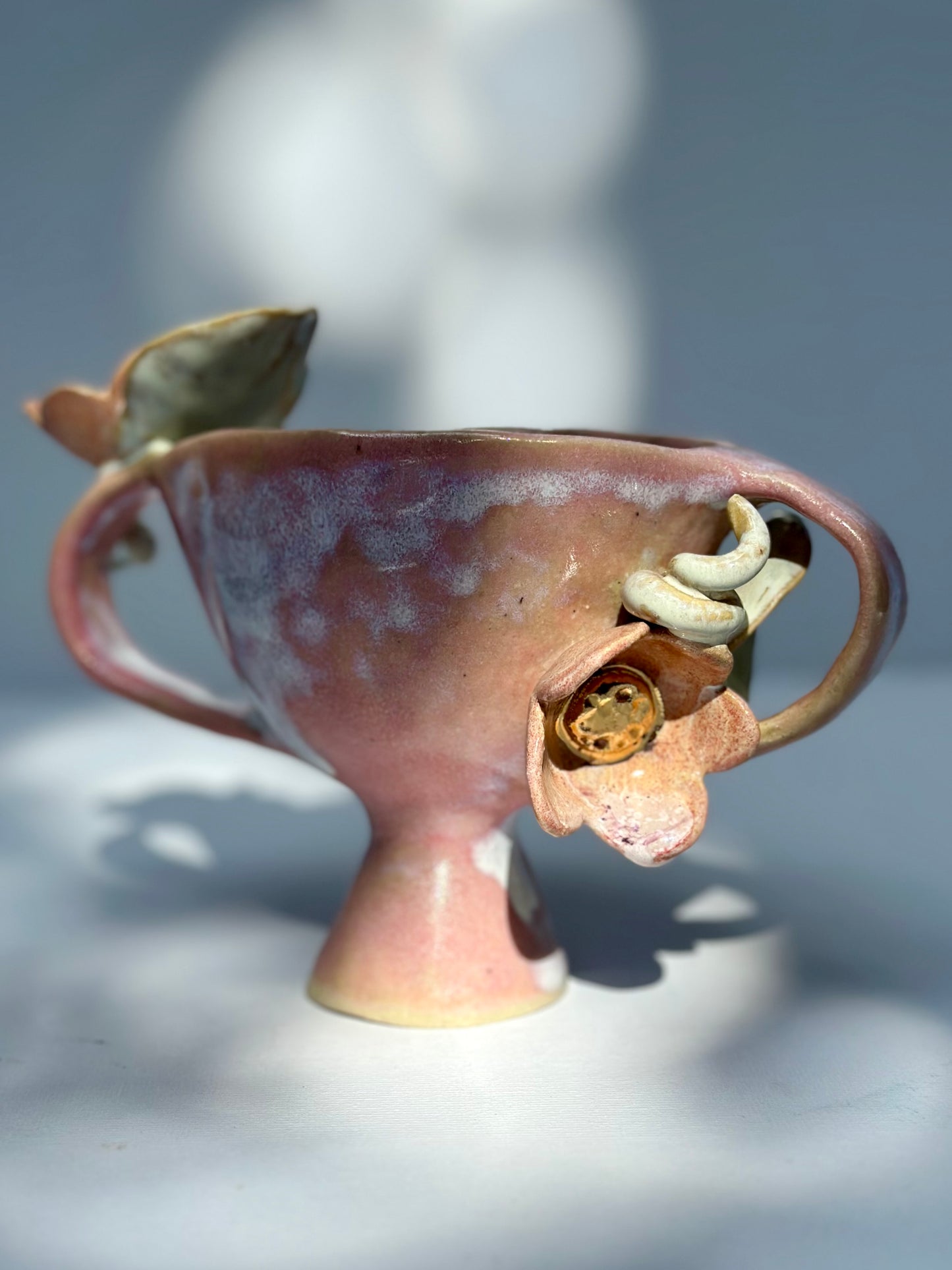 Jane, Pink and White Trophy with Lustered Blooms