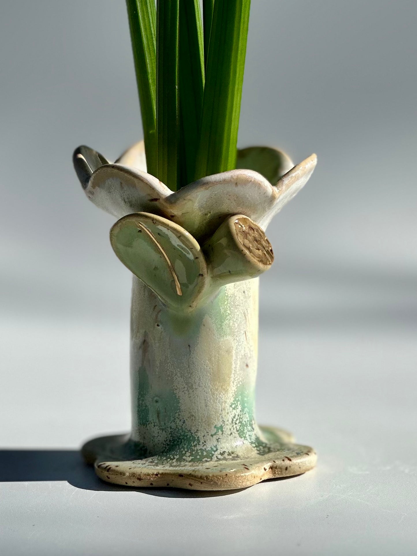 Melting Pinks and Green Speckled Flower and Flame Vase, Small