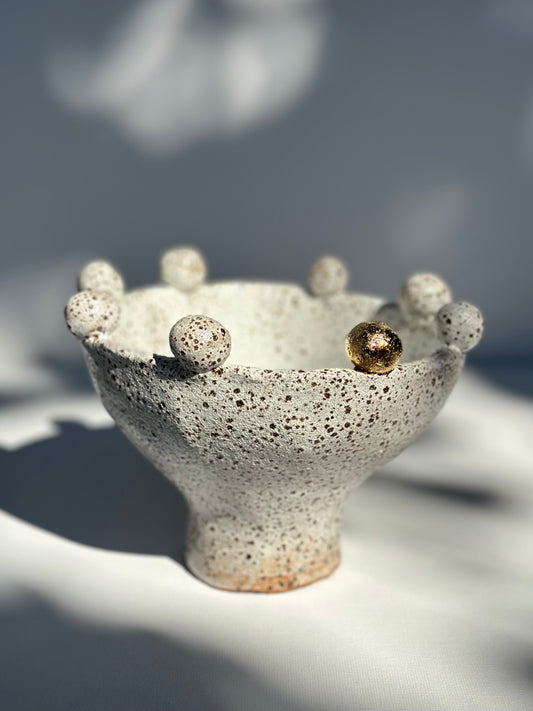 White Speckled Footed Bowl