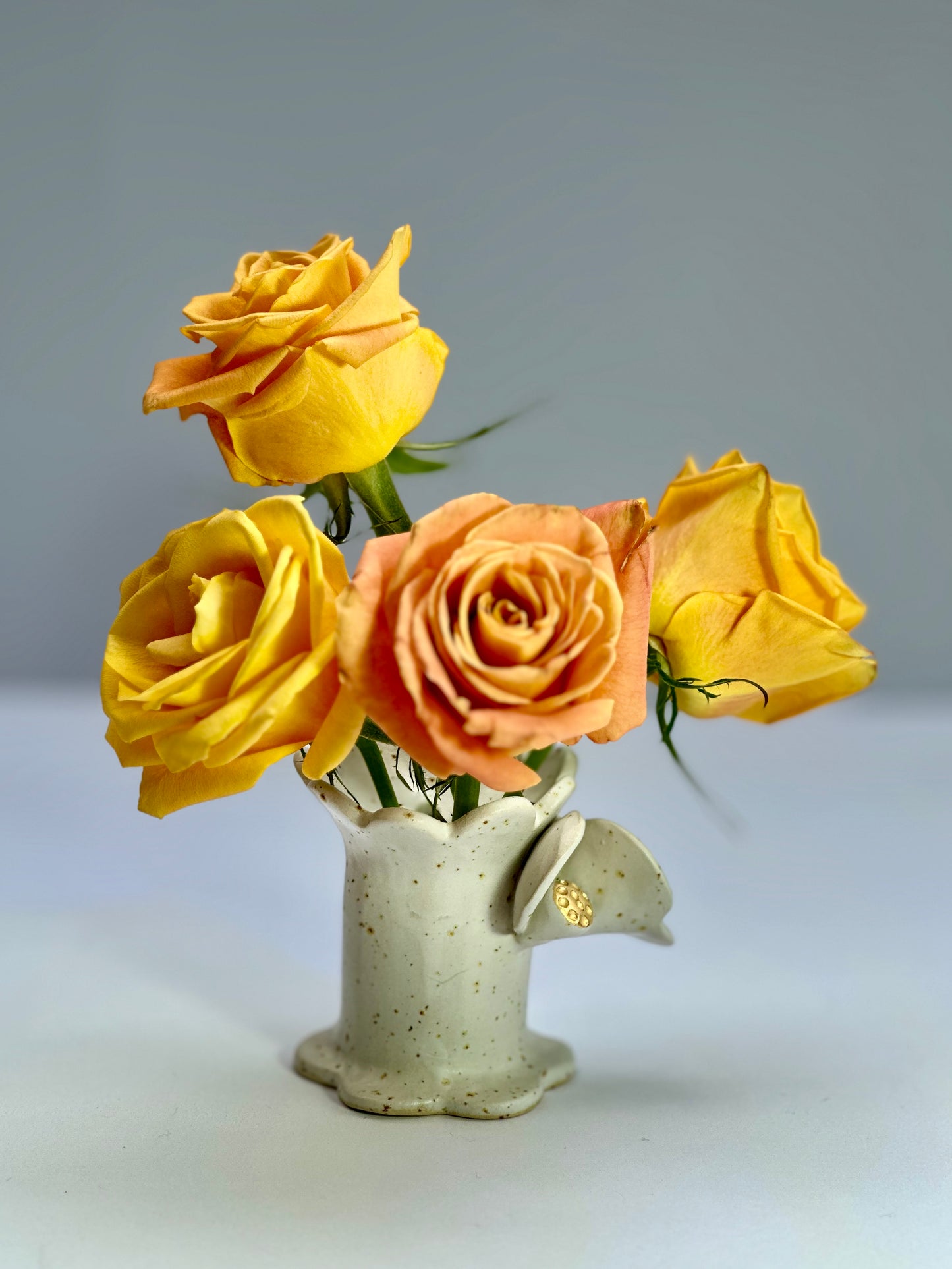 White Matte Speckle Flower Vase, Small