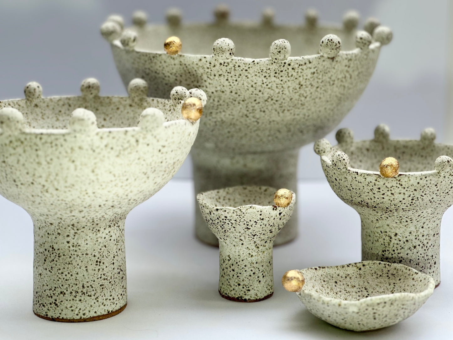 White Speckled Footed Bowl