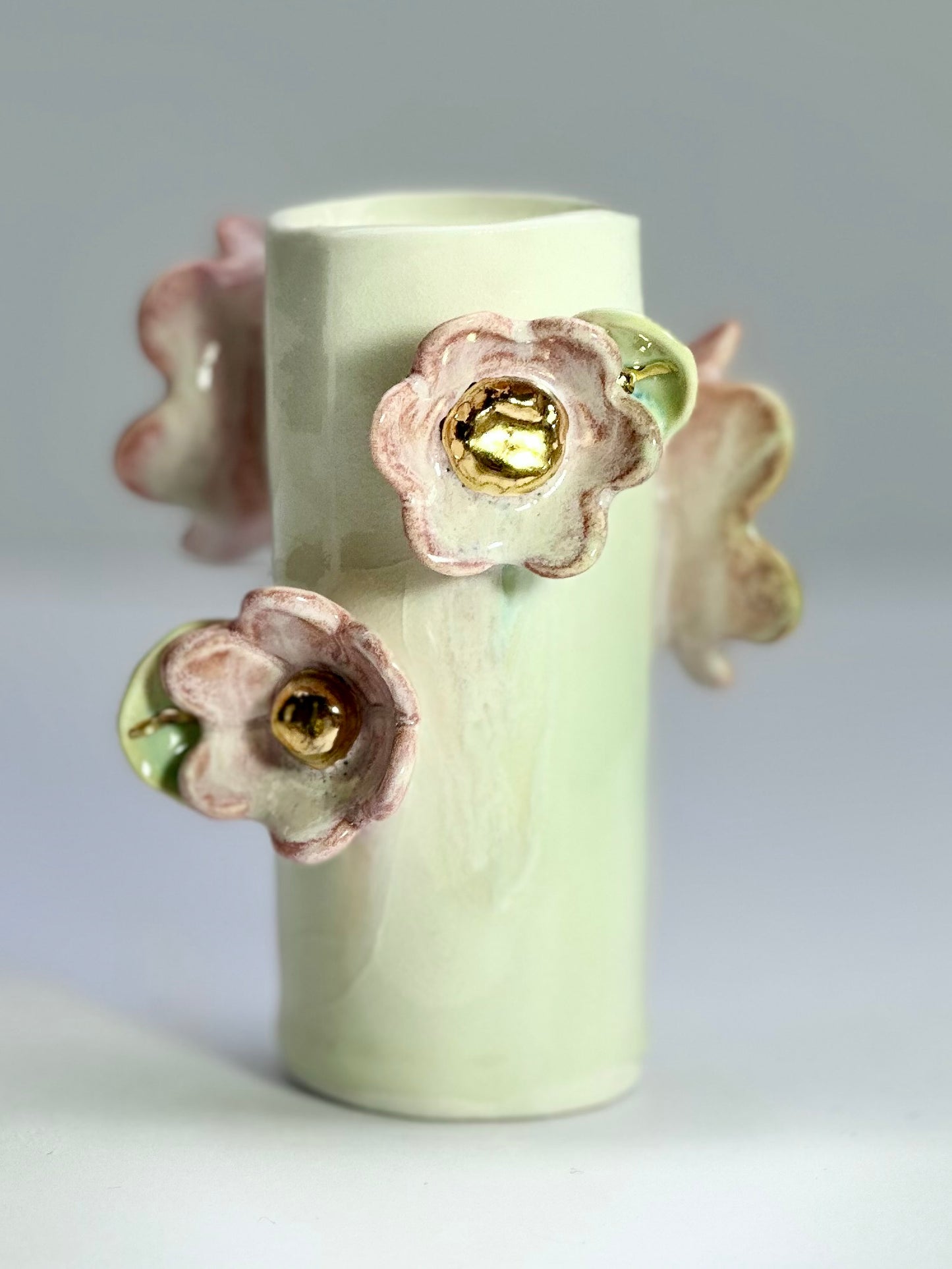 White Porcelain Vase with Pink Flowers, 13