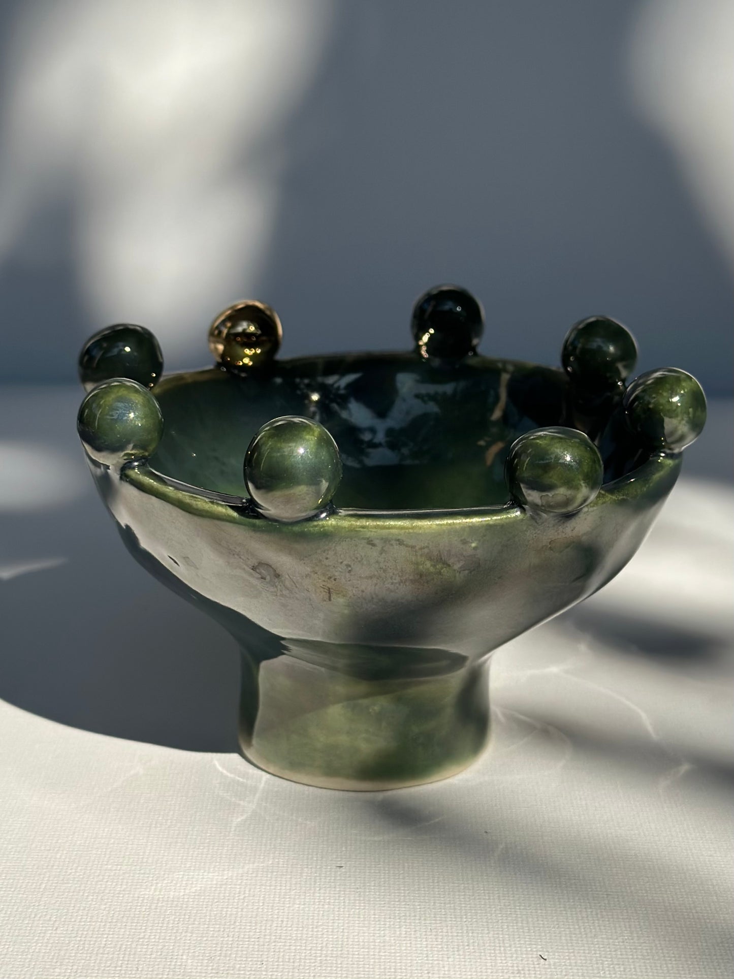 Green Speckled Footed Bowl