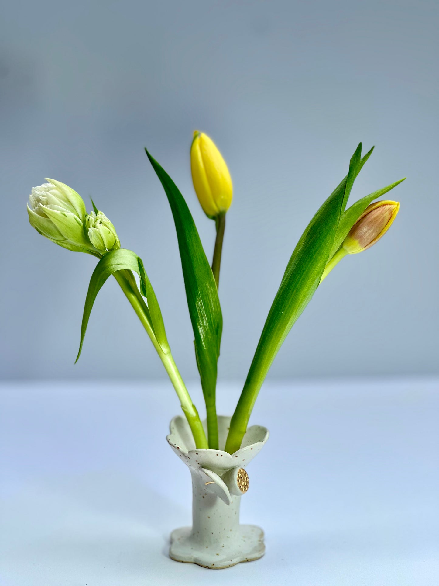 White Matte Speckle Flower Vase, Small