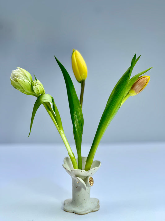 White Matte Speckle Flower Vase, Small