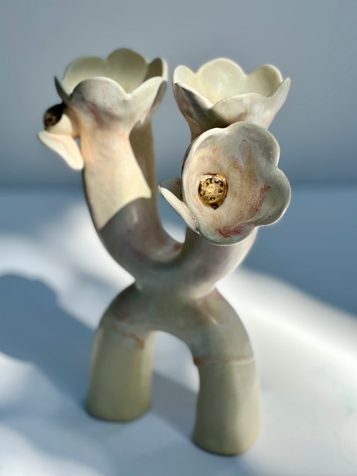 Flowers and Flame Vase, Peaches and Cream