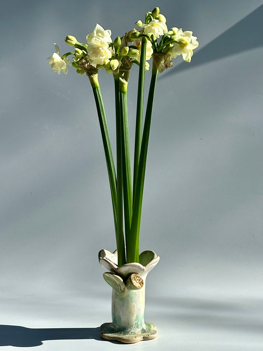 Melting Pinks and Green Speckled Flower and Flame Vase, Small