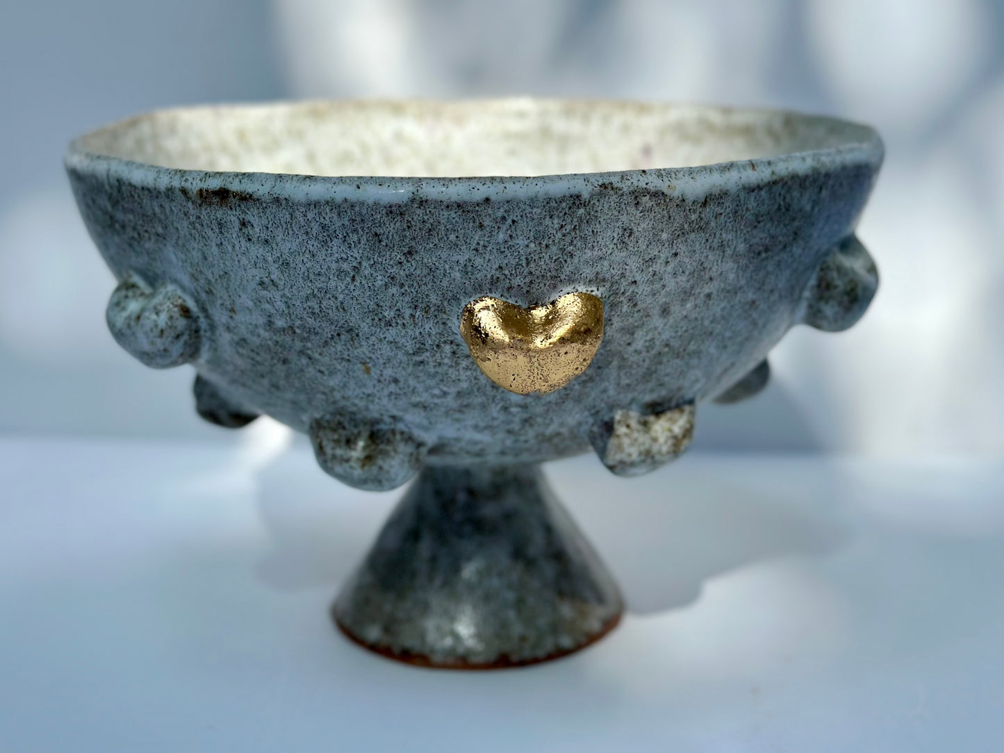 Golden Hearted Pedestal Bowl, Large