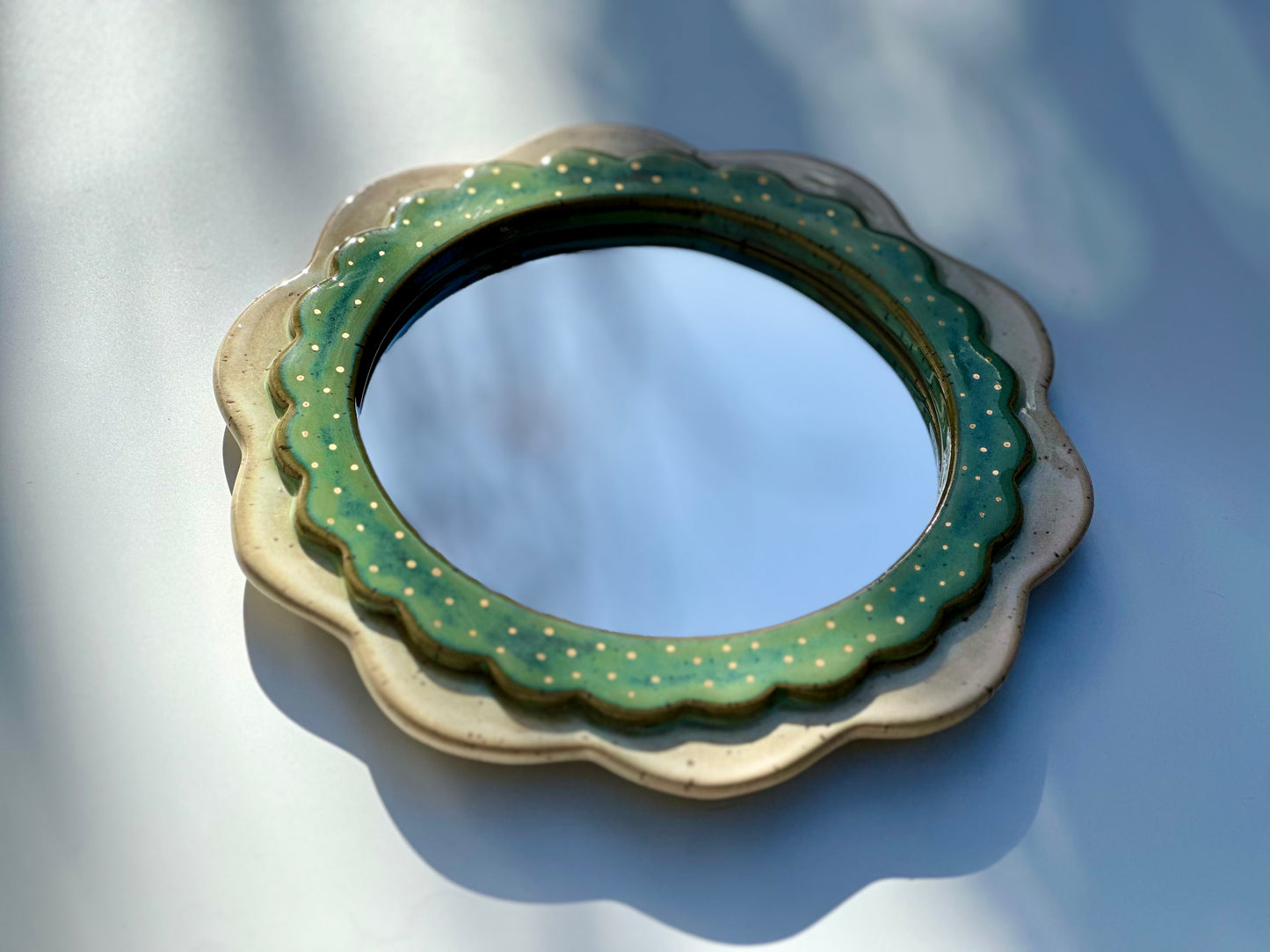 Pink and Green Flower Mirror