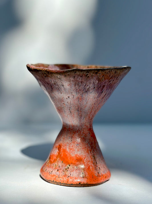 Small Tangerine Hourglass Single Bloom Vase