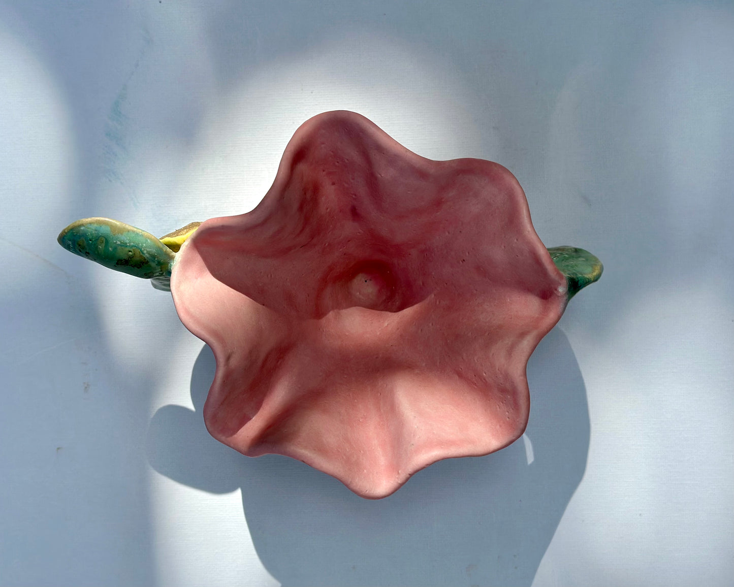 Lexie, Pink Flower Trophy with Leaf Handles