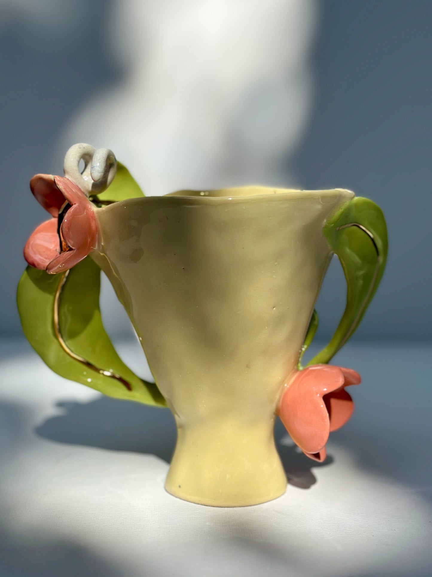 Gail, Yellow Tulip Trophy with Green Leaf Handles