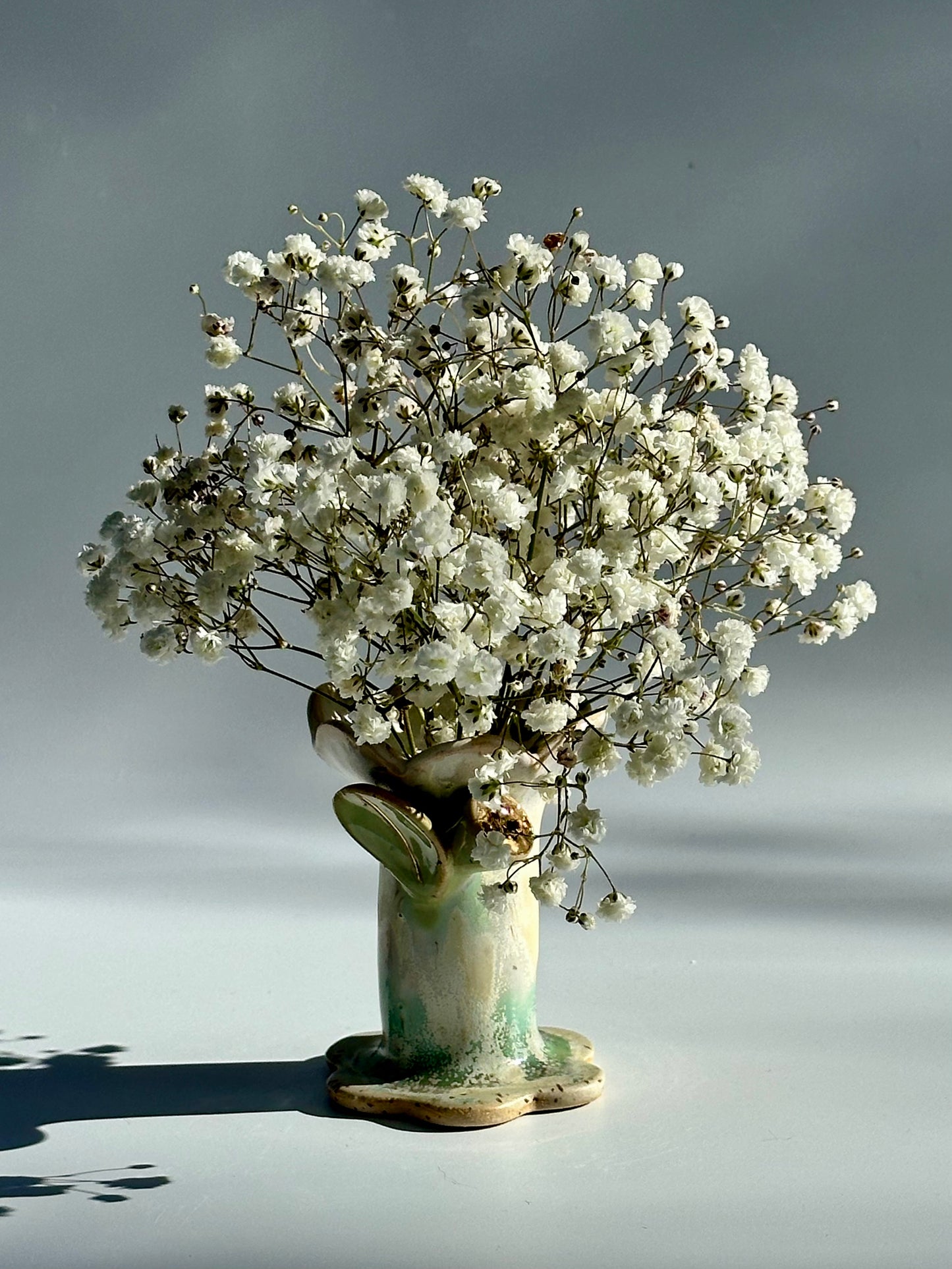 Melting Pinks and Green Speckled Flower and Flame Vase, Small