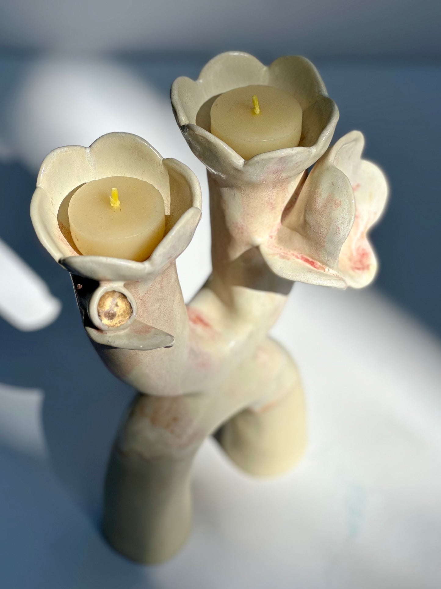 Flowers and Flame Vase, Peaches and Cream