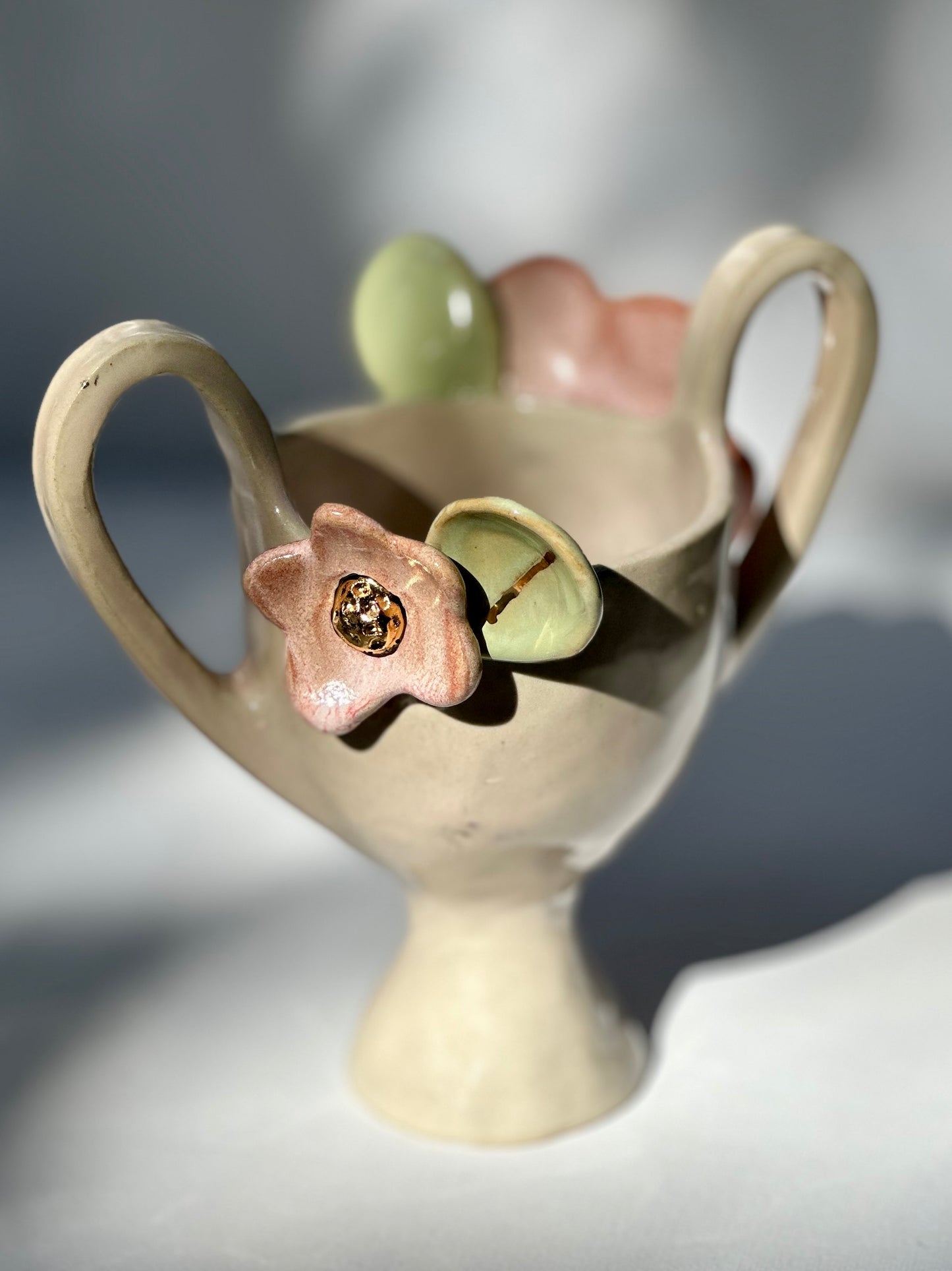 Edith, Soft Pink Trophy with Lustered Blooms