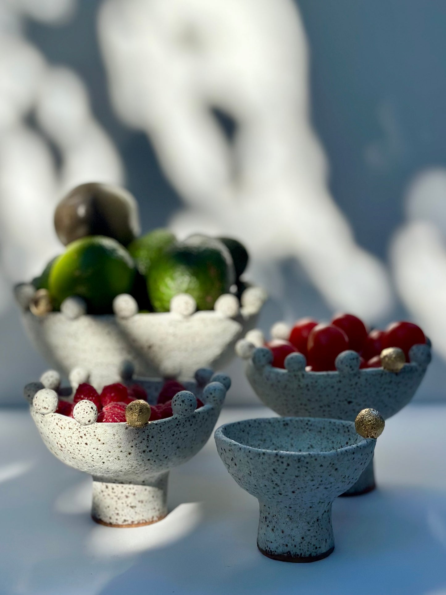 White Speckled Footed Bowl, Large