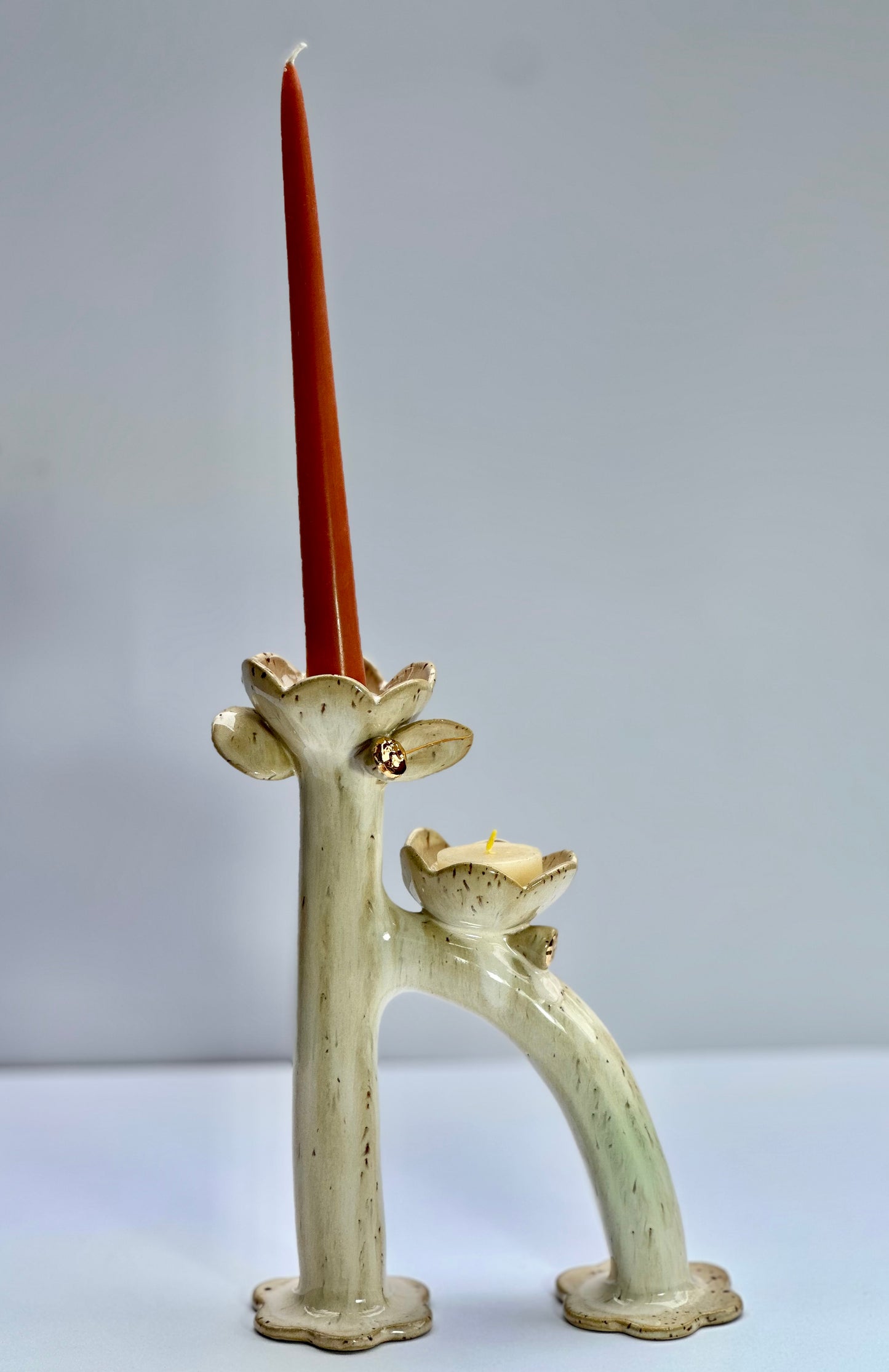 Apricot Flowers and Flame Vase, Tall