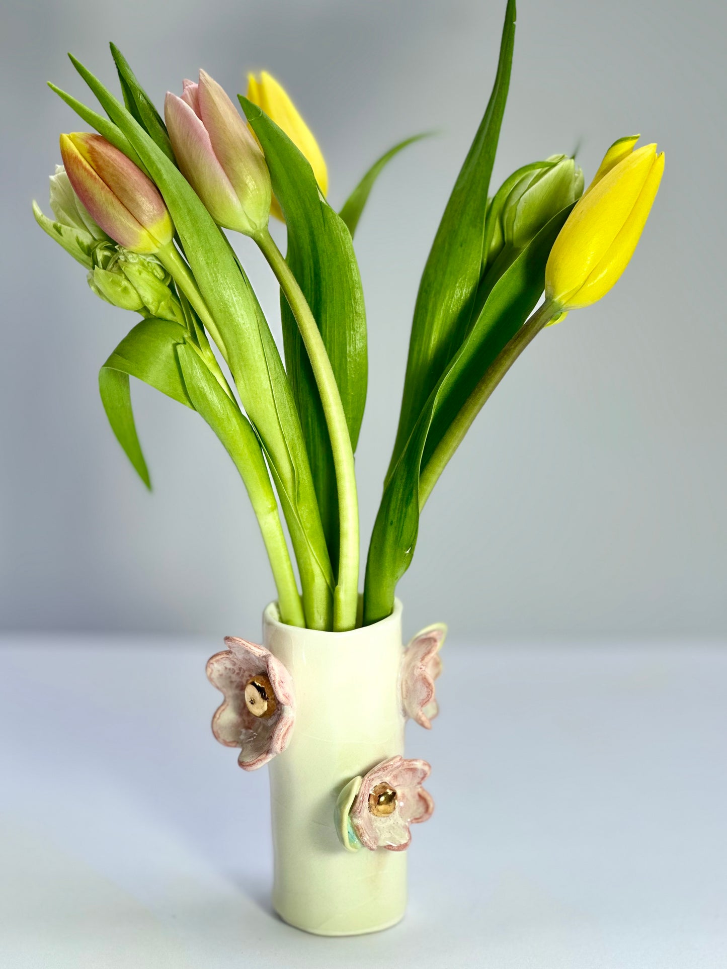 White Porcelain Vase with Pink Flowers, 13
