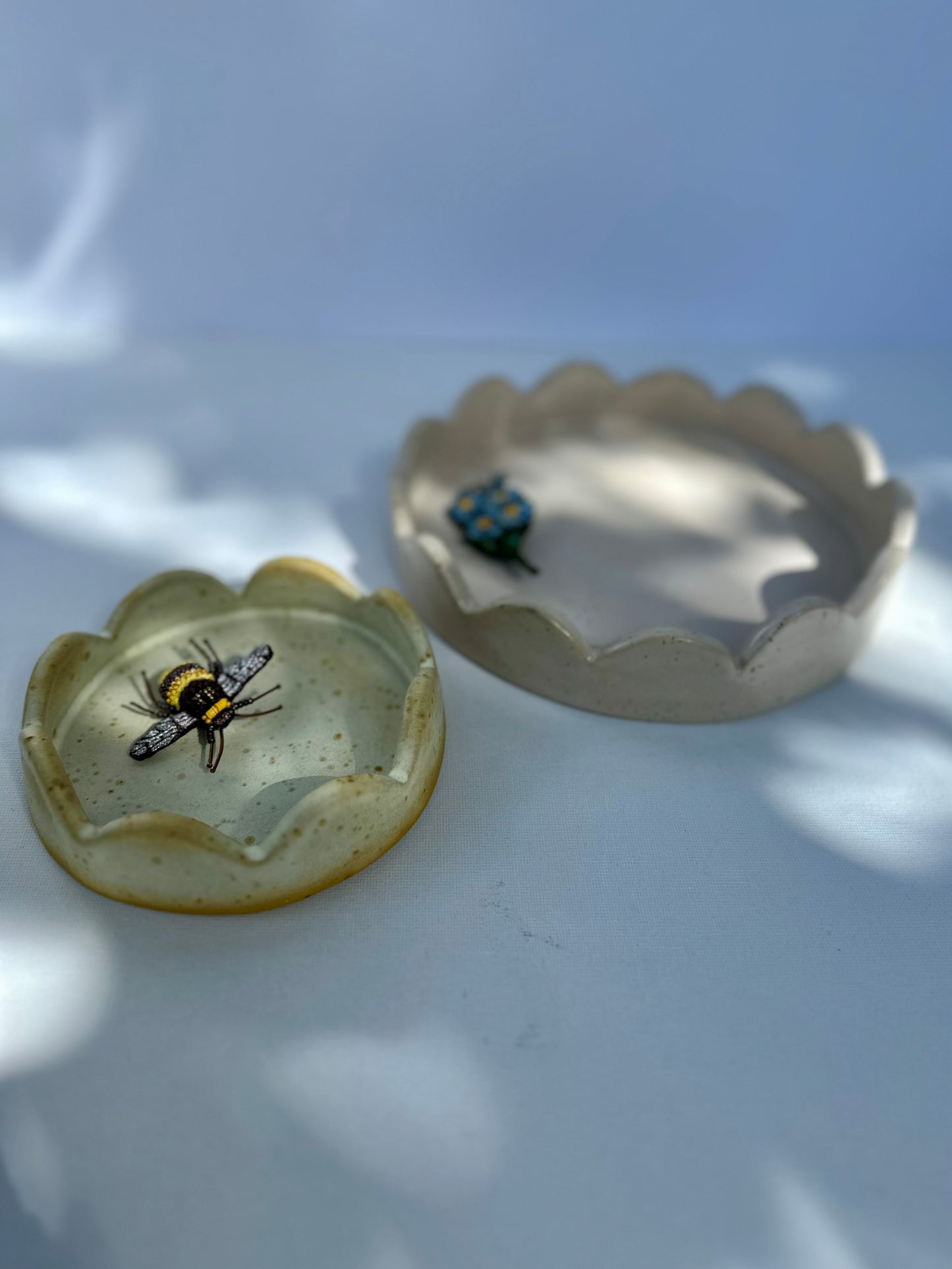 Yellow Scalloped Round Tray