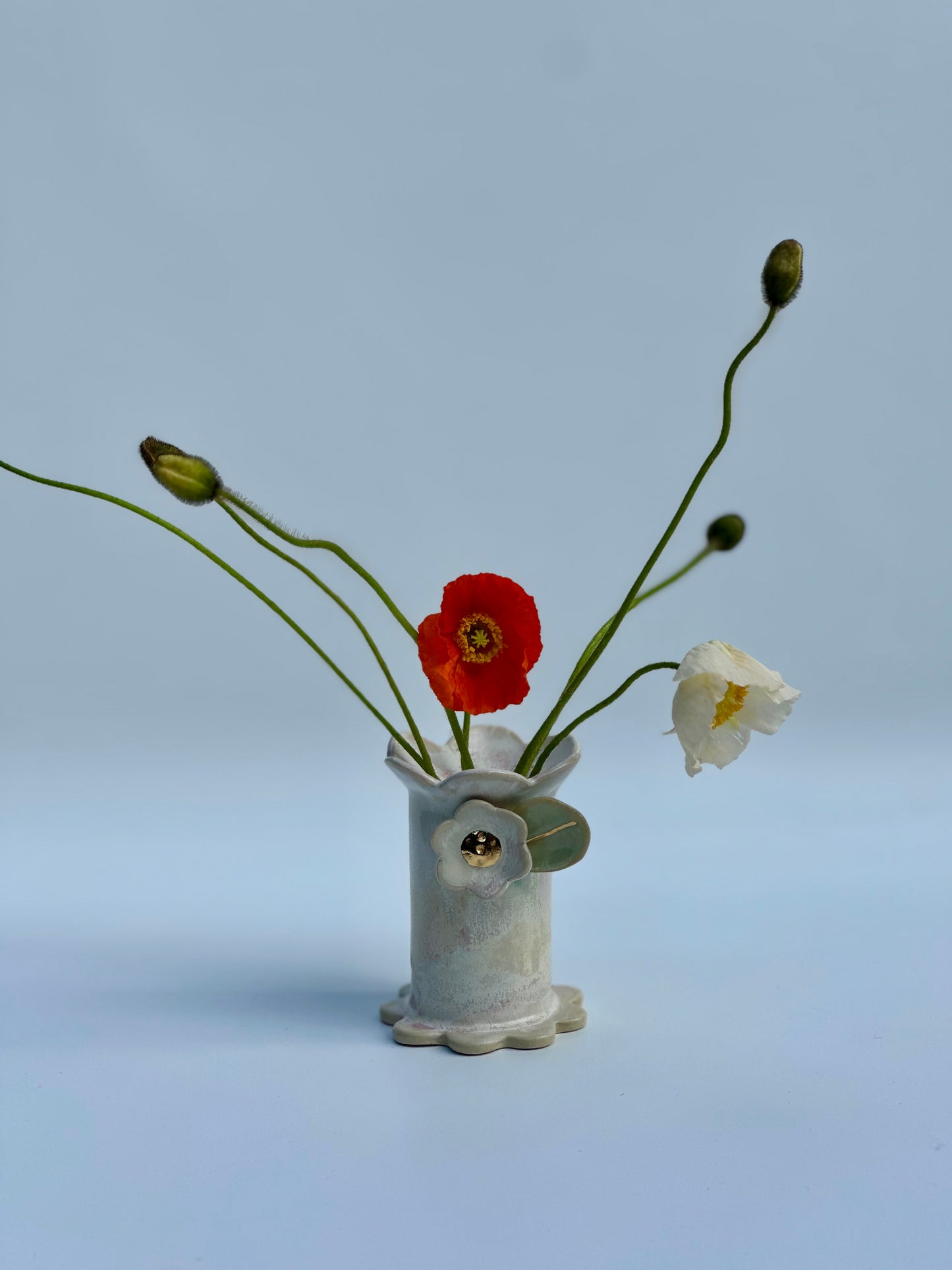 Cream and Pink Ikebana Flower Vase, Small