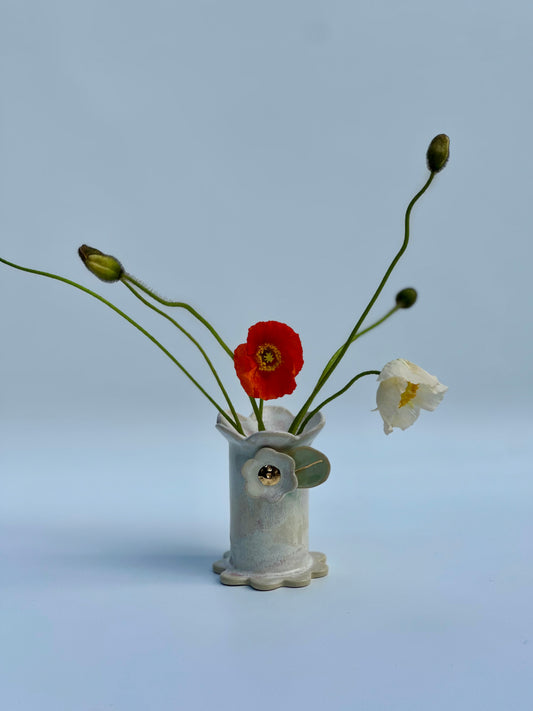 Cream and Pink Ikebana Flower Vase, Small