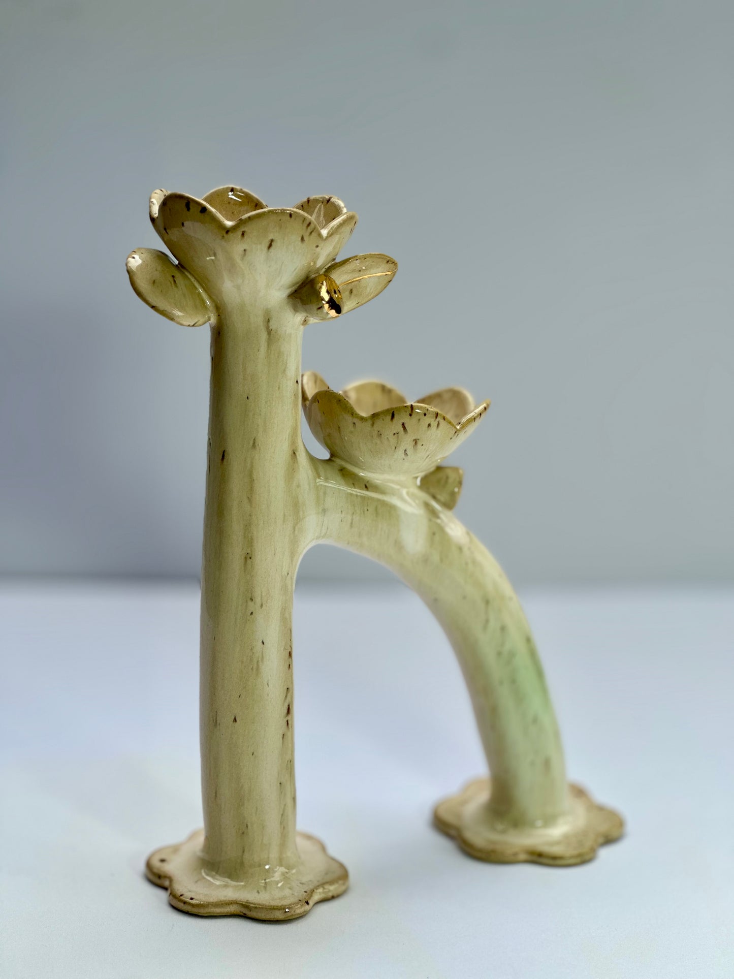 Apricot Flowers and Flame Vase, Tall