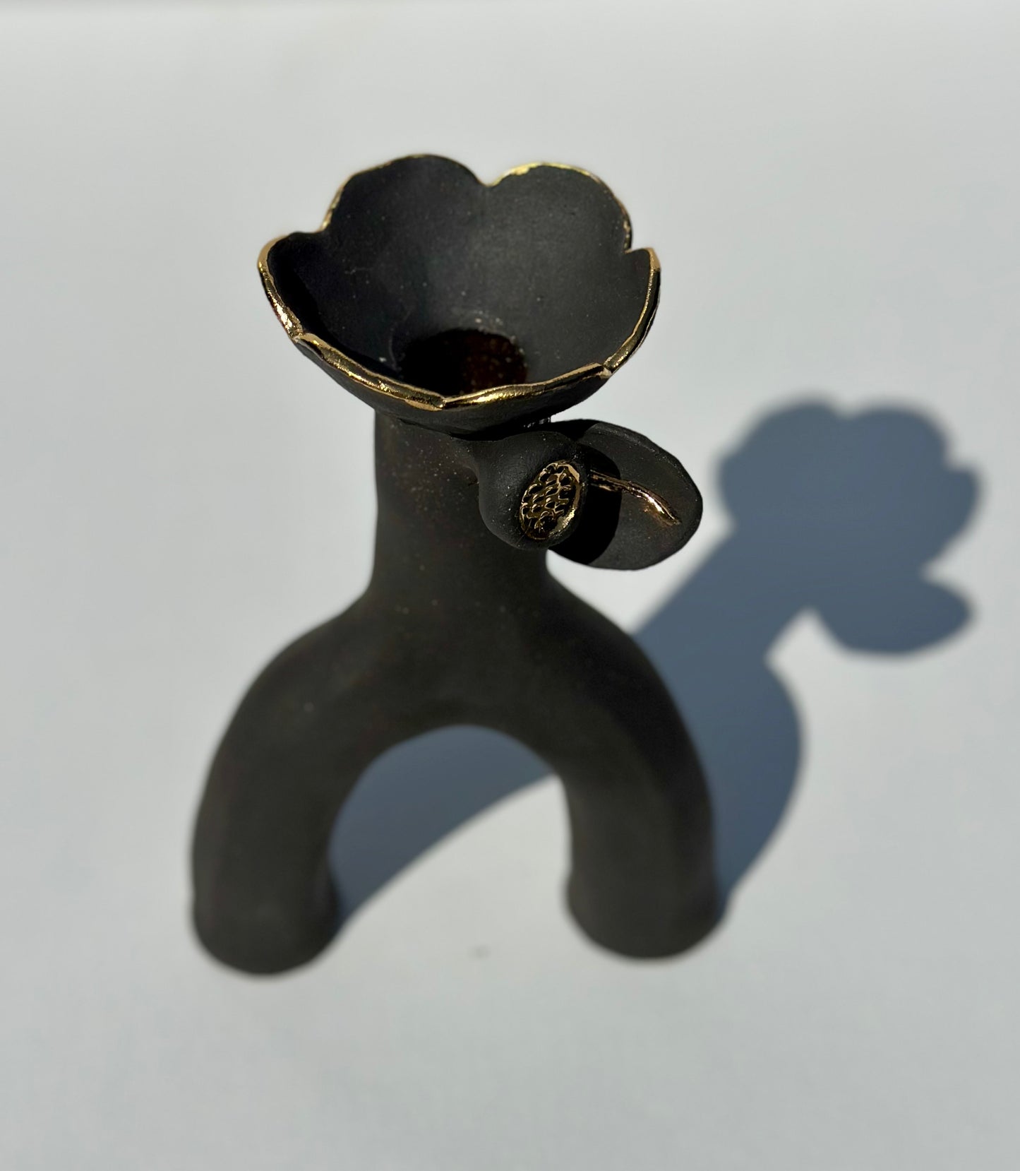 Flower and Flame Vase, Matte Black