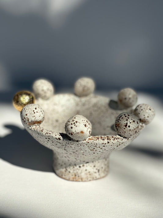 White Speckled Footed Bowl