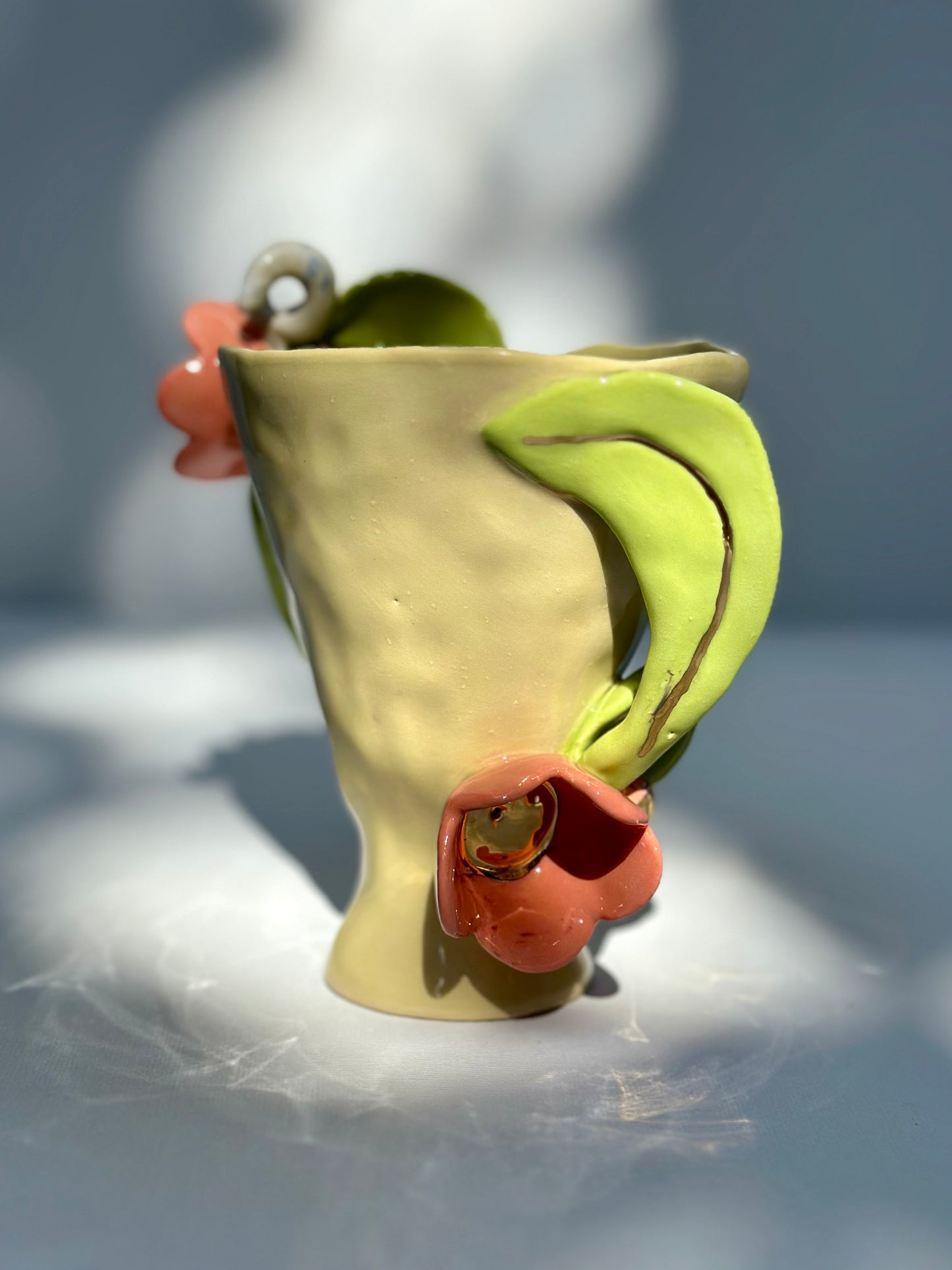 Gail, Yellow Tulip Trophy with Green Leaf Handles