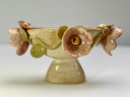 Diana - Blossom Trophy with Gold Lustered Blooms, Vine & Leaves