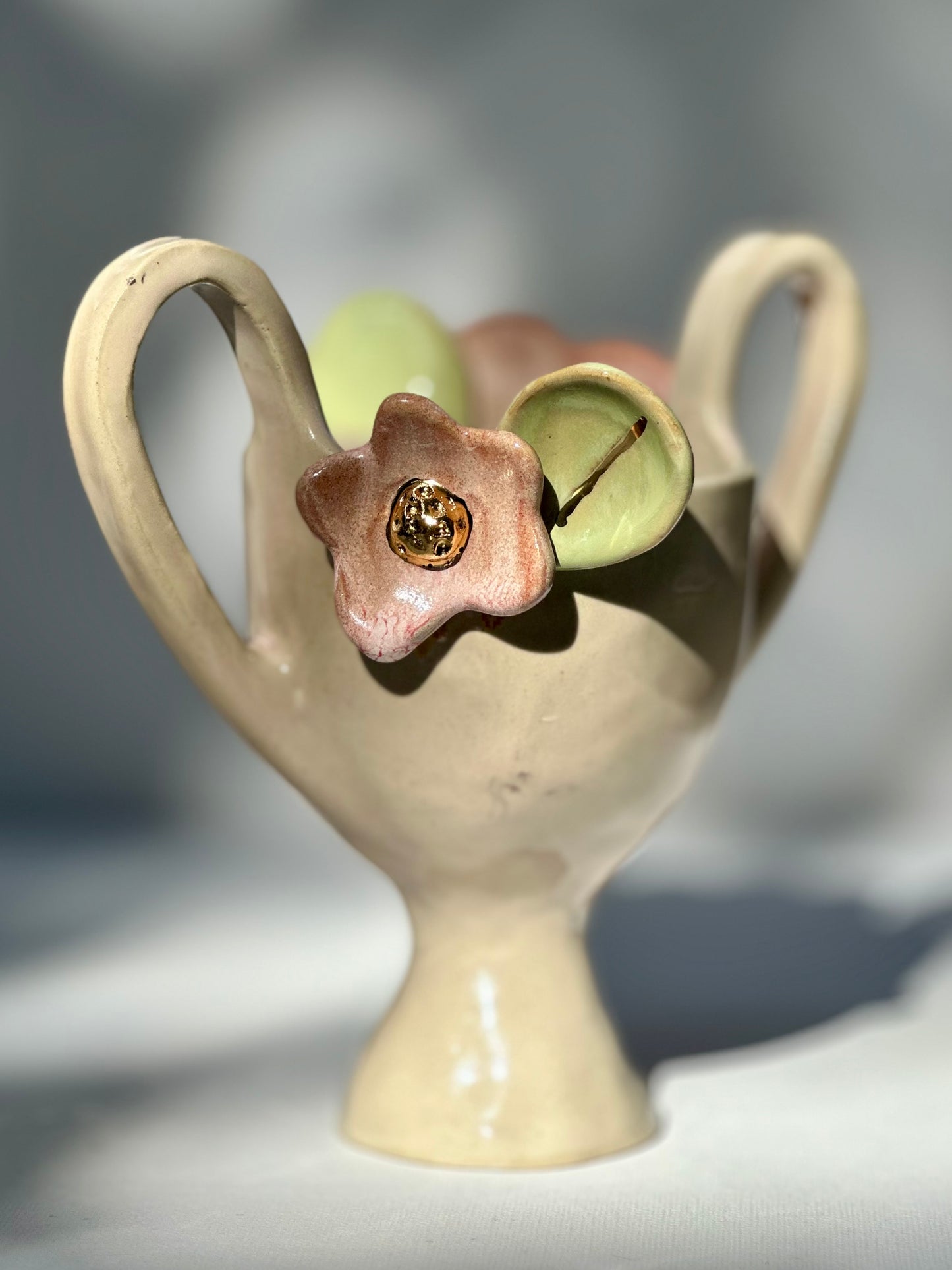 Edith, Soft Pink Trophy with Lustered Blooms