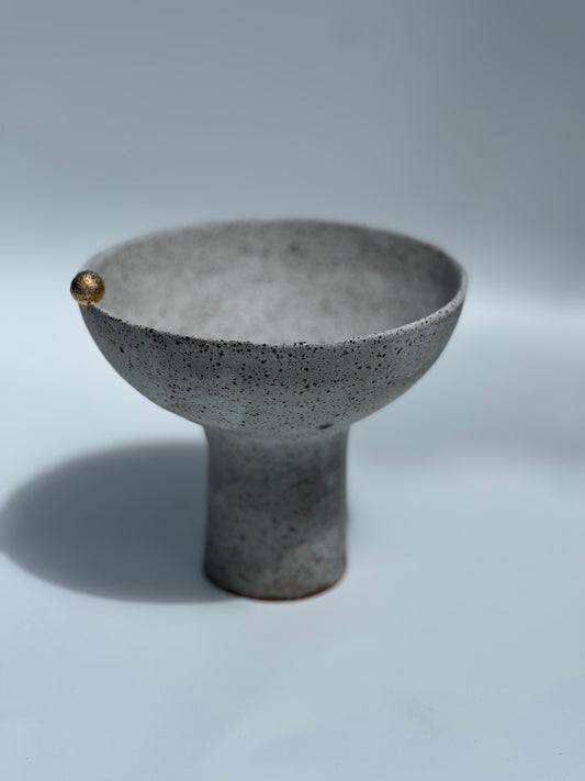 White Speckled Footed Bowl - One Gold Bauble