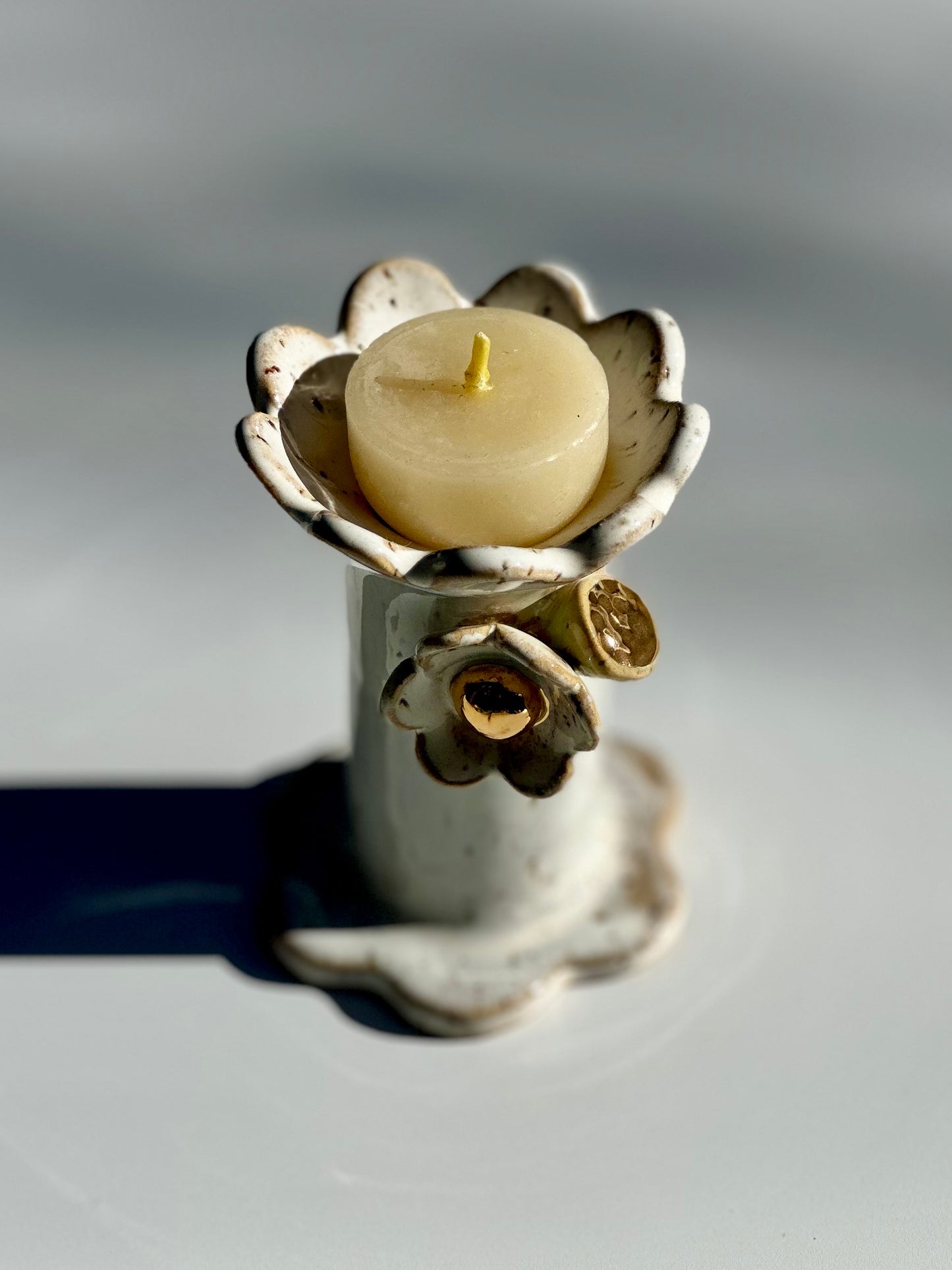 Blossom White Flower and Flame Vase, Small
