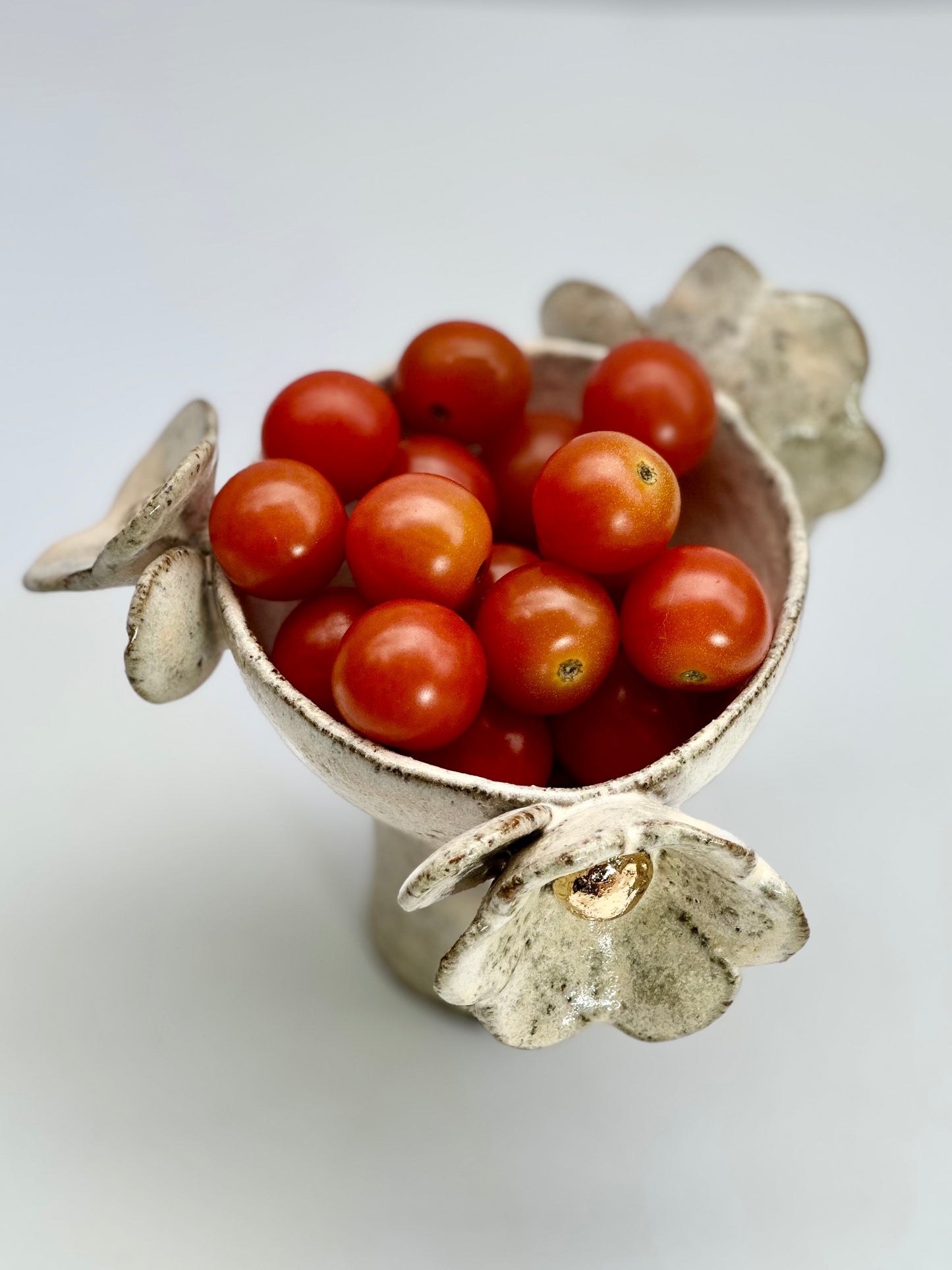 Blossom Pink Speckled Footed Bowl with Gold Lustered Blooms