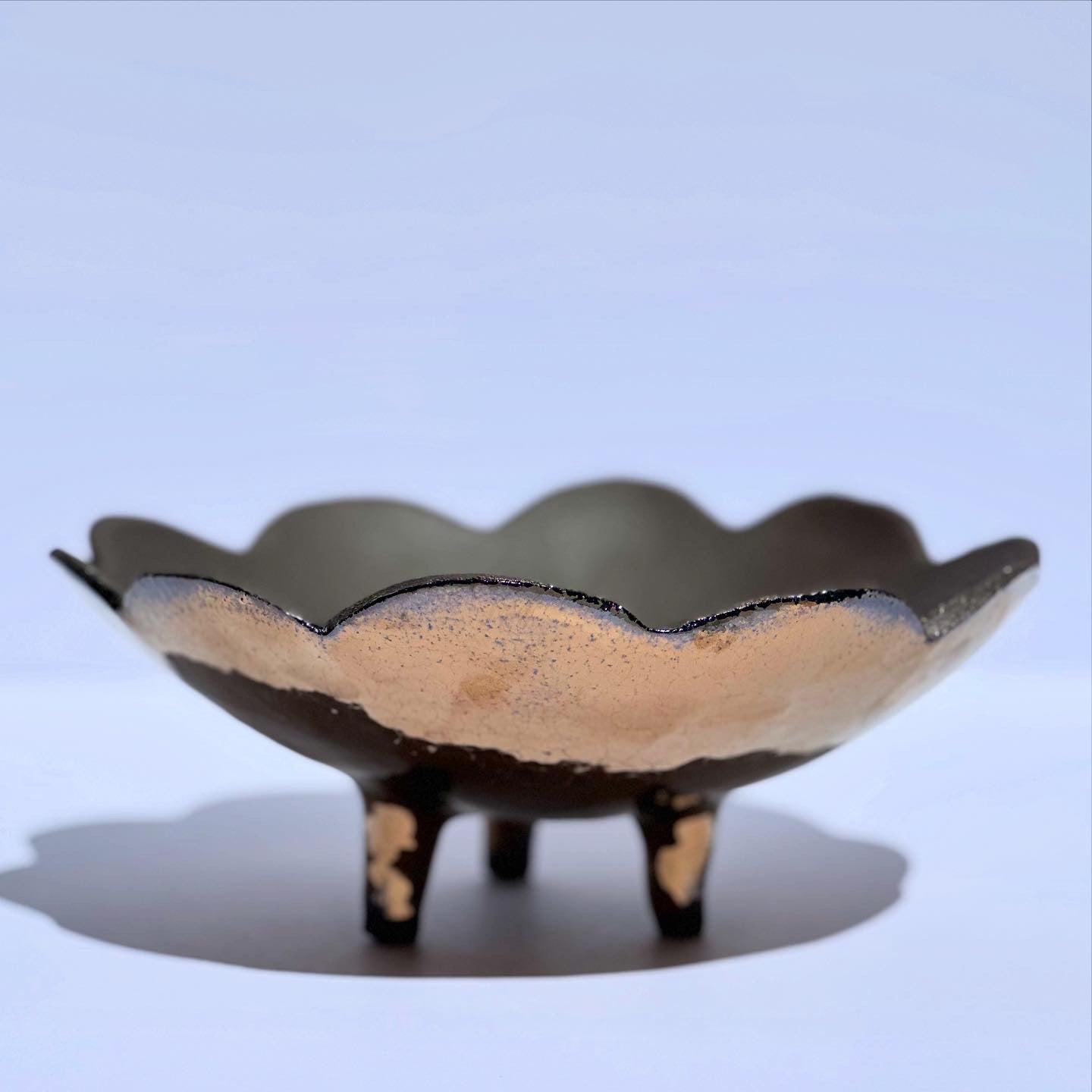 Gold Flower Bowl with Little Legs, Large