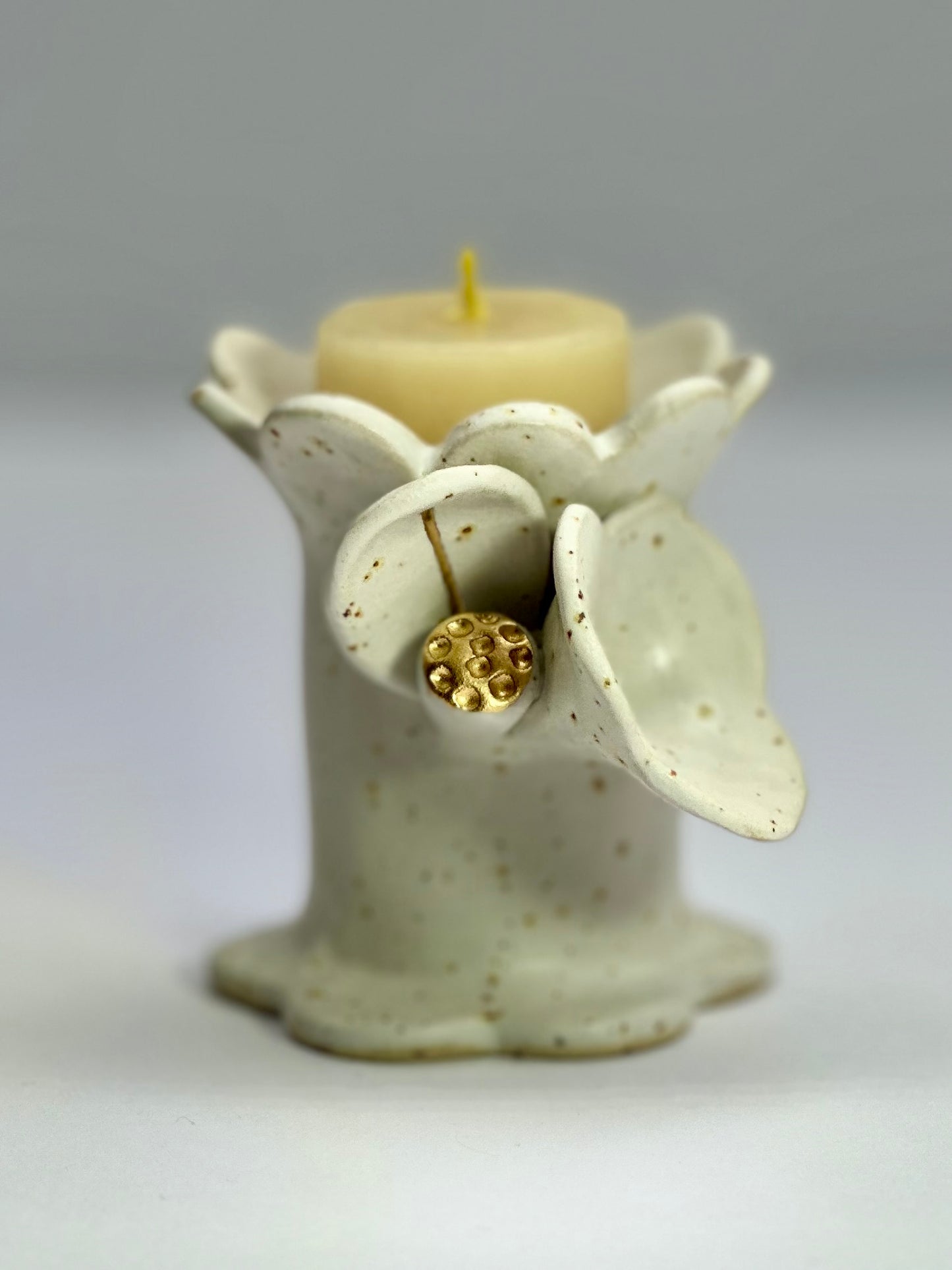 White Matte Speckle Flower Vase, Small