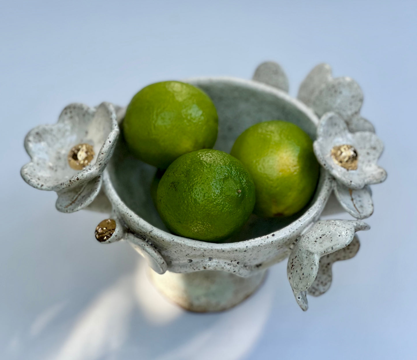 Eden, White Blossom Speckled Bowl with Gold Lustered Blooms
