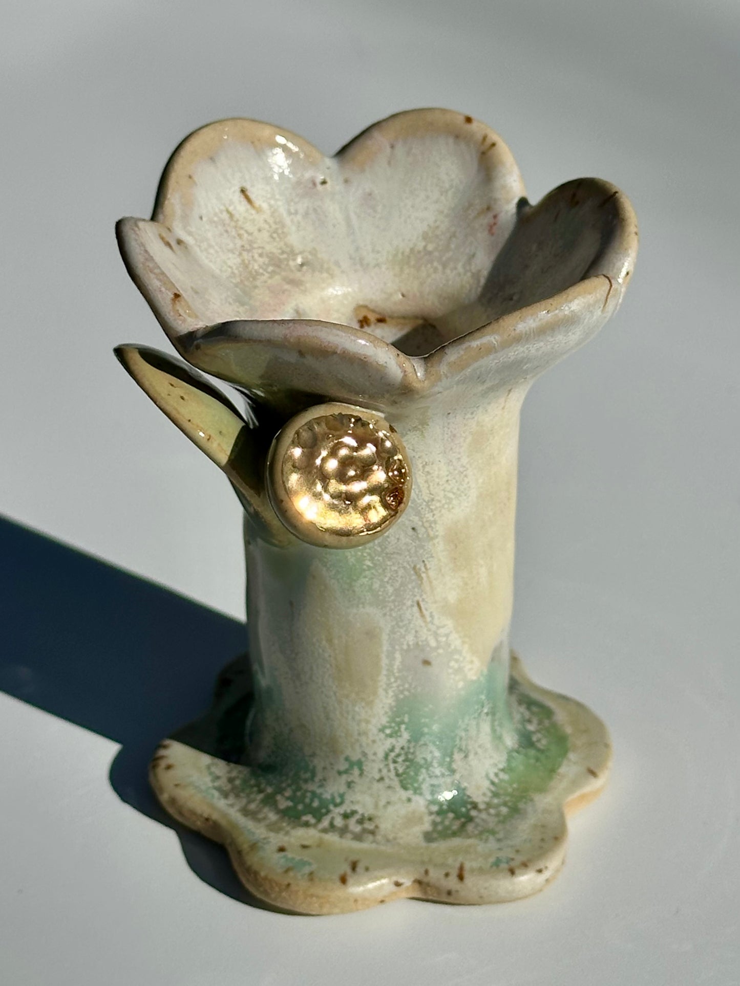 Melting Pinks and Green Speckled Flower and Flame Vase, Small