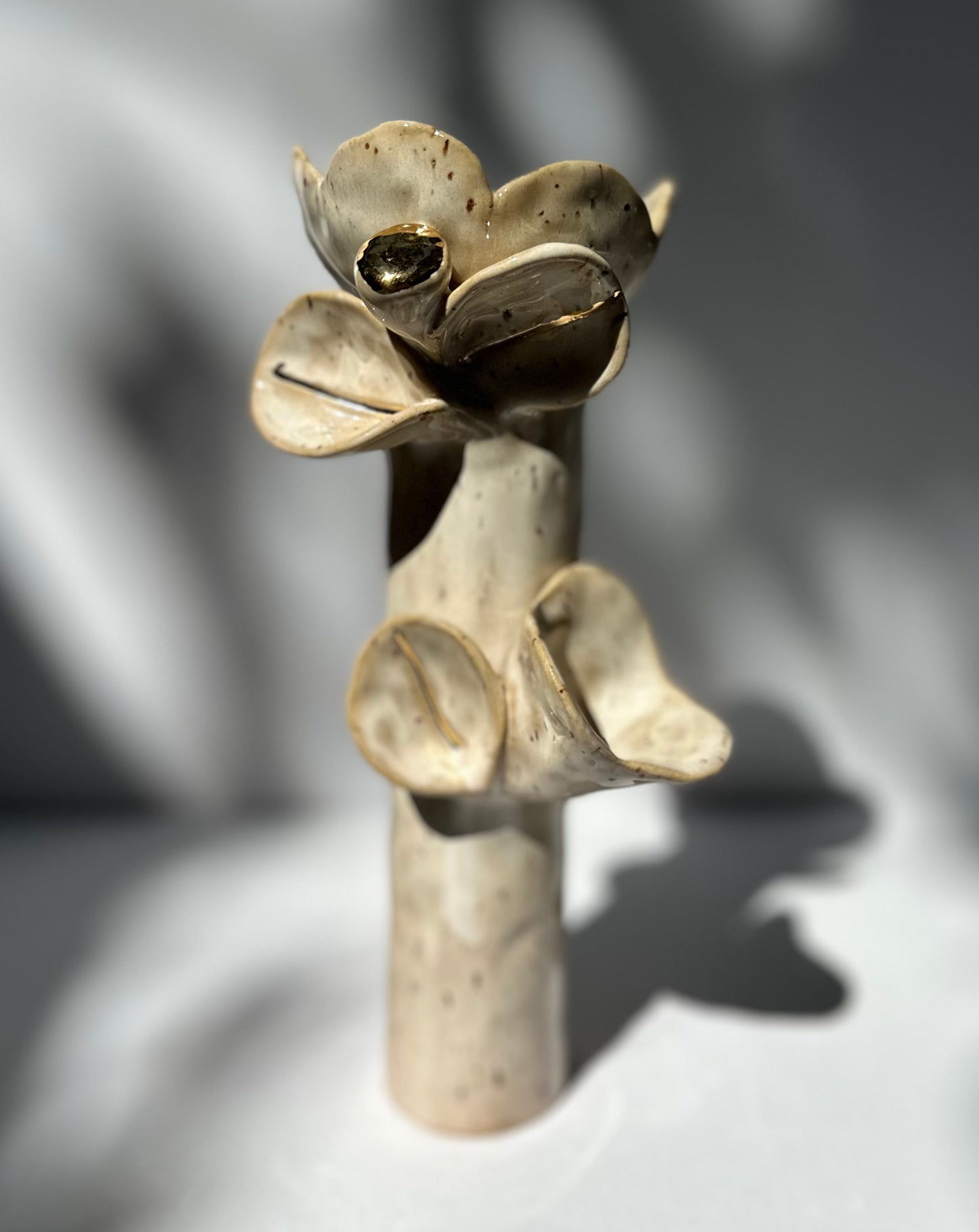 Flower and Flame Vase, Apricot and Gold