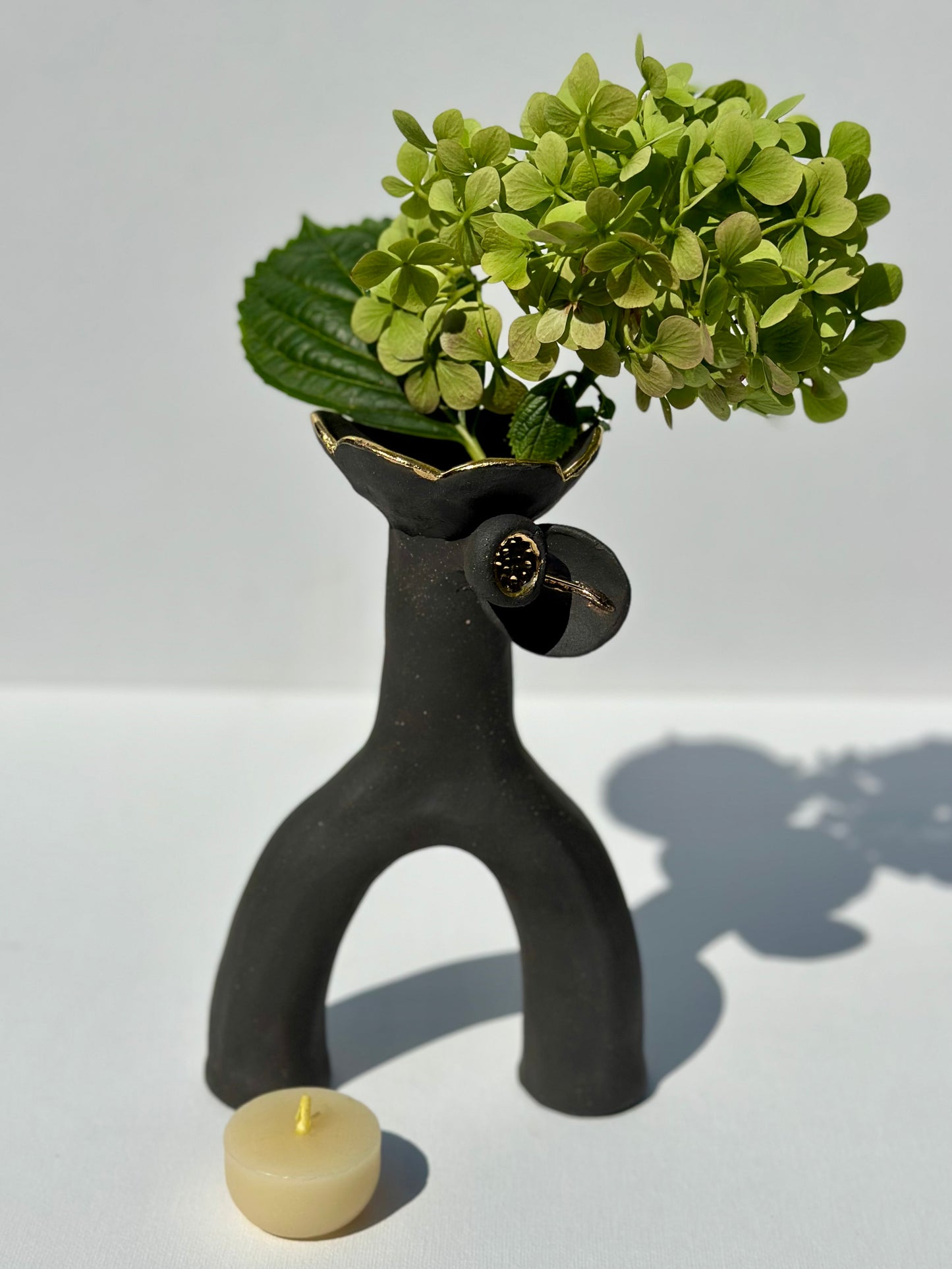 Flower and Flame Vase, Matte Black